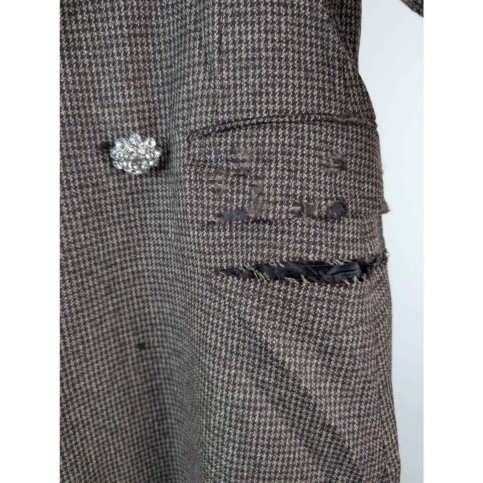 Balenciaga o1rshd1 CCRAB Heather Wool Houndstooth Coat in Coffee/Beige Size XS / US 0-2 / IT 36-38 - 5 Thumbnail