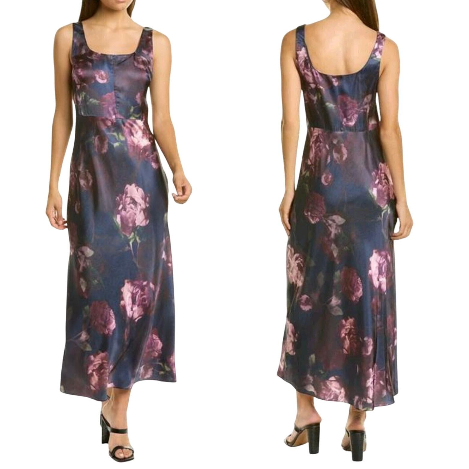 Vince Vince Night Garden Print Satin Square Neck Slip Maxi Dress S Size S / US 4 / IT 40 - 2 Thumbnail