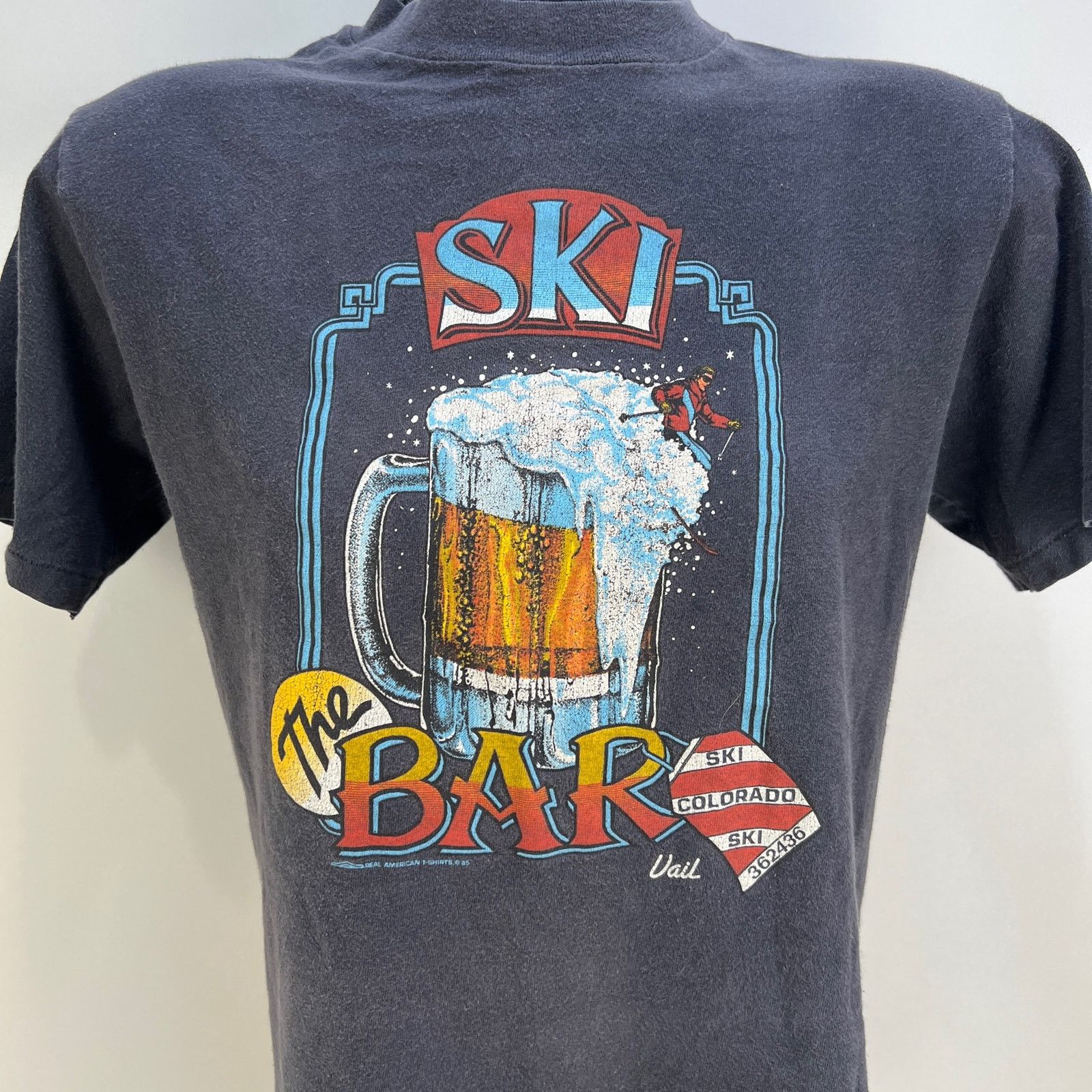 Vintage Vintage 80s The Ski Bar Graphic Tee Shirt Single Stitch Gray Size US M / EU 48-50 / 2 - 2 Thumbnail