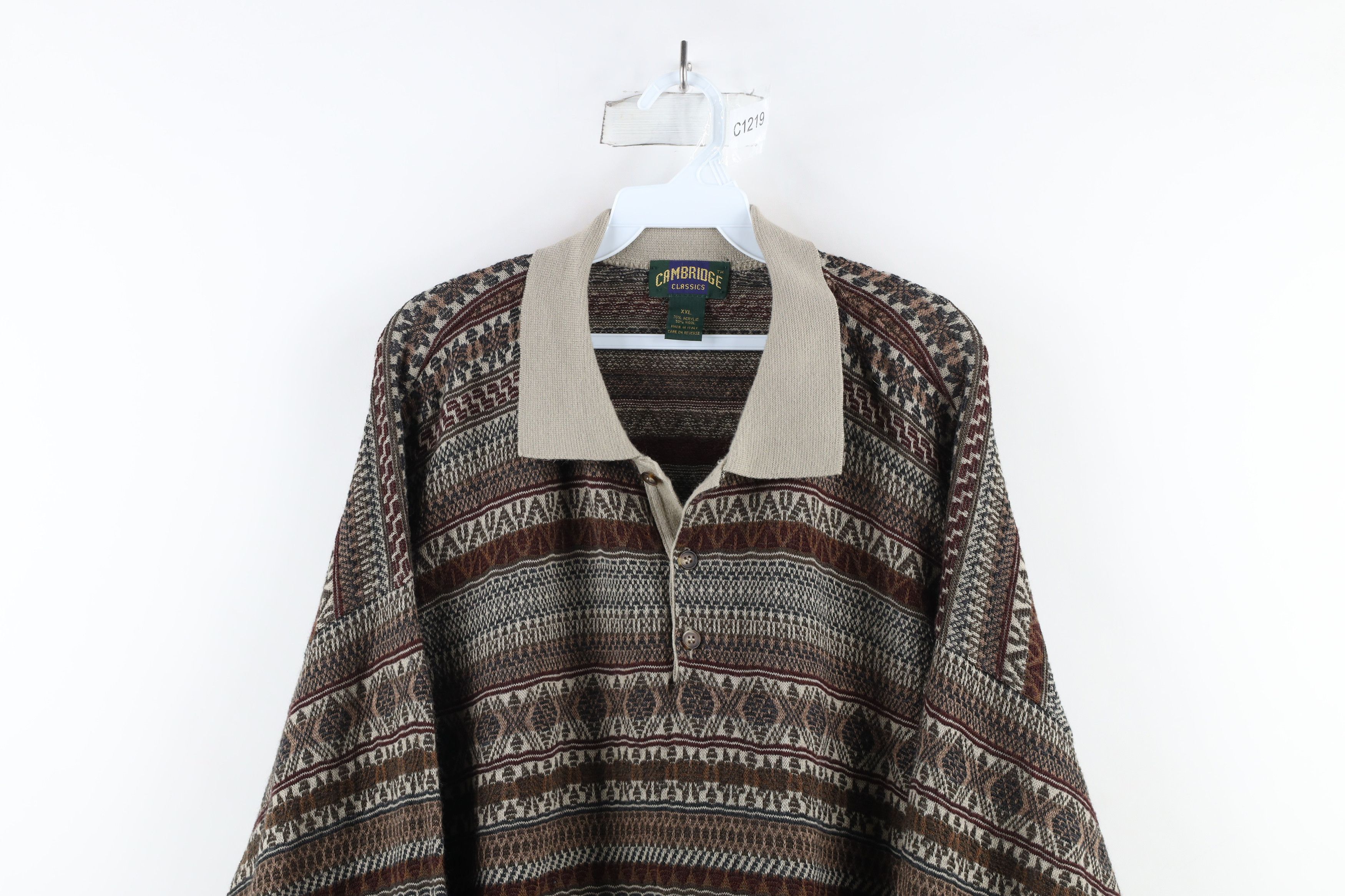 Vintage Vintage 90s Coogi Style Wool Blend Knit Collared Sweater Size US XXL / EU 58 / 5 - 2 Thumbnail