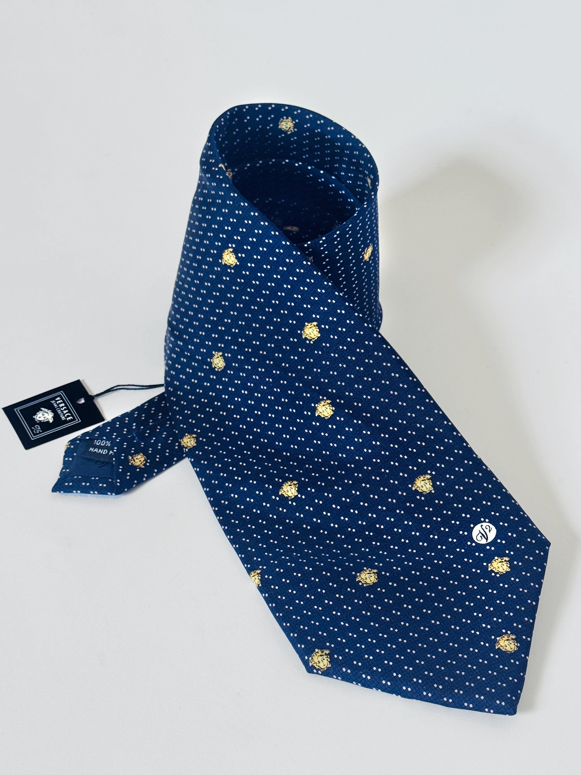 Versace Versace Classic Silk Tie – Navy with Medusa Motif Size ONE SIZE - 1 Thumbnail
