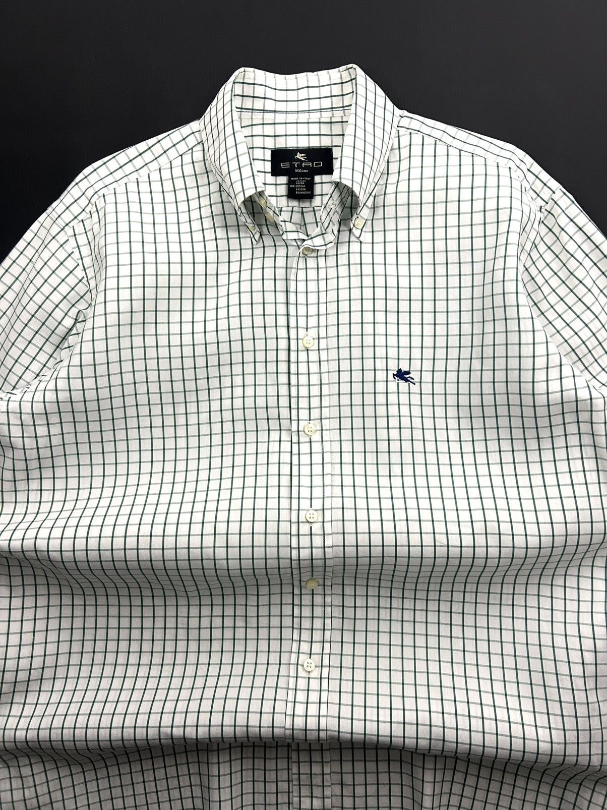Etro Etro Milano Green Plaid Button-Up Cotton Shirt L Luxury Size US L / EU 52-54 / 3 - 5 Thumbnail