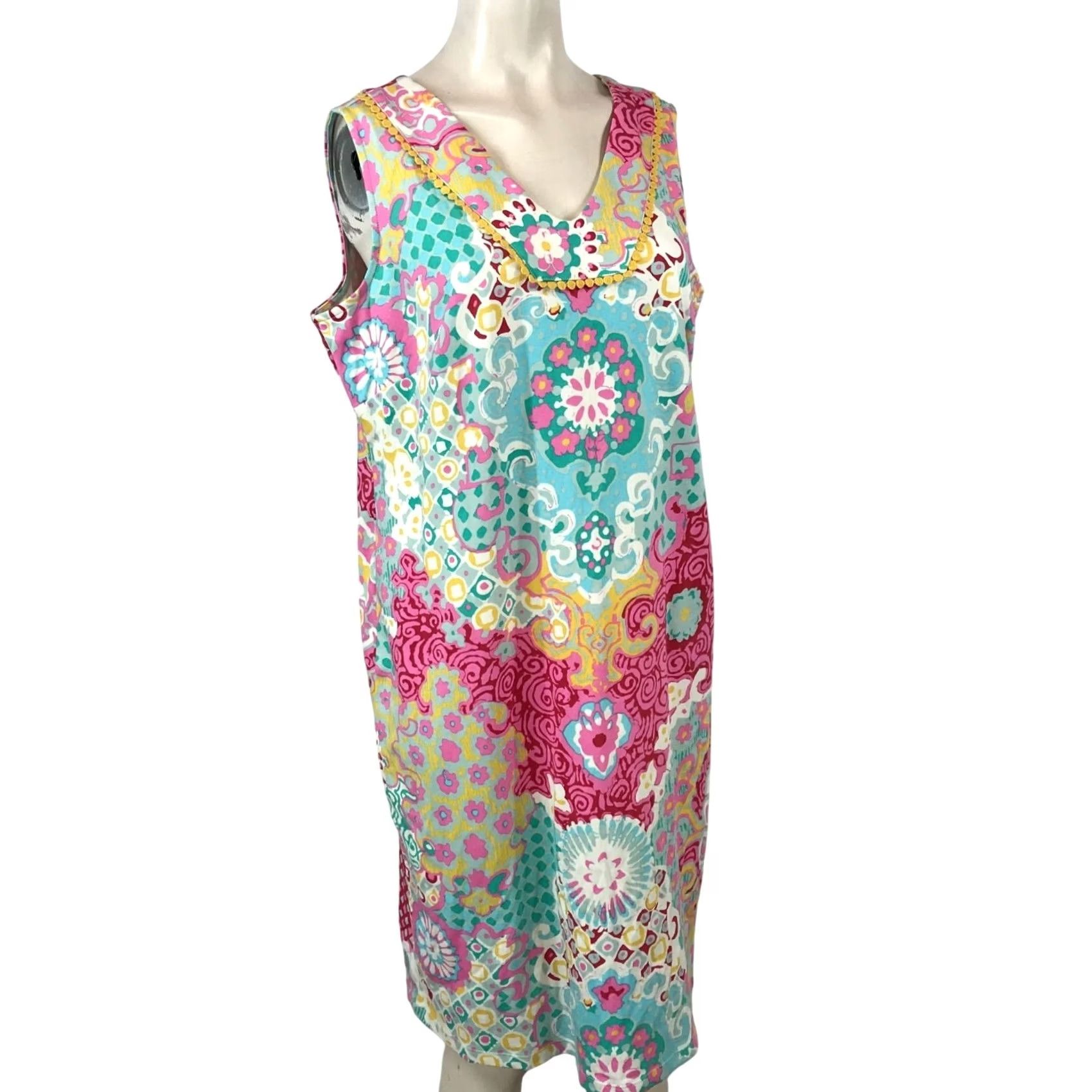 Talbots Talbots Dress Womens X WOMEN PLUS MULTICOLOR SLEEVELESS NECK COTTON Size XL / US 12-14 / IT 48-50 - 2 Thumbnail