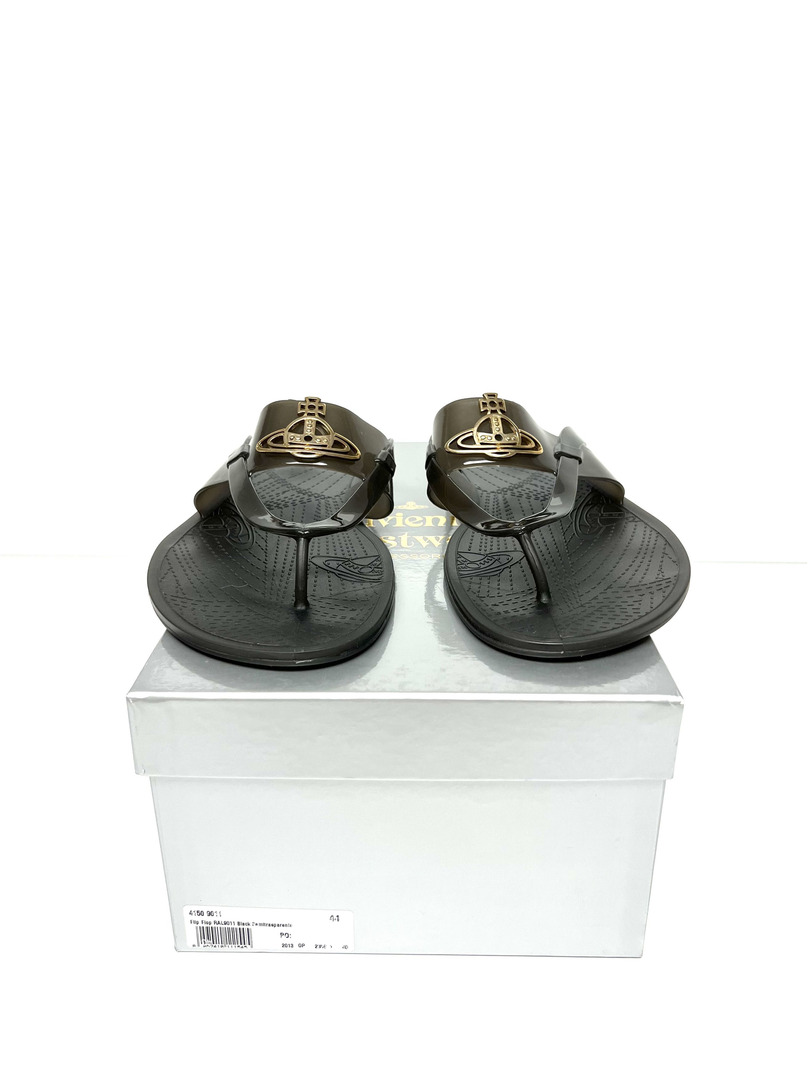 Vivienne Westwood NEW, VIVIEENE WESWOOD UNISEX BLACK FLIP FLOPS, SS13 Size US 11 / EU 44 - 3 Thumbnail