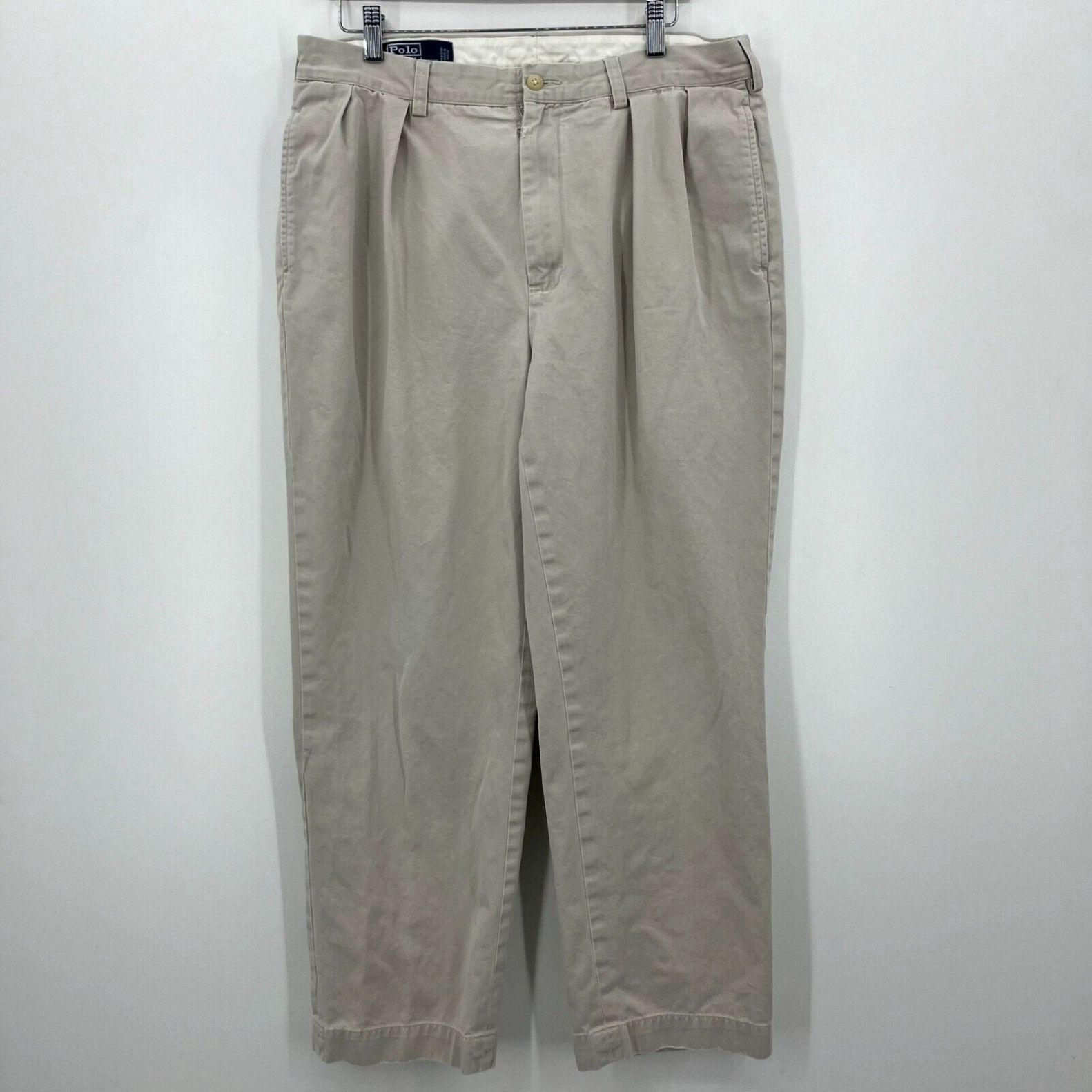 Polo Chino Ralph Lauren Mens Shorts Size 40 (36) Beige Pleated