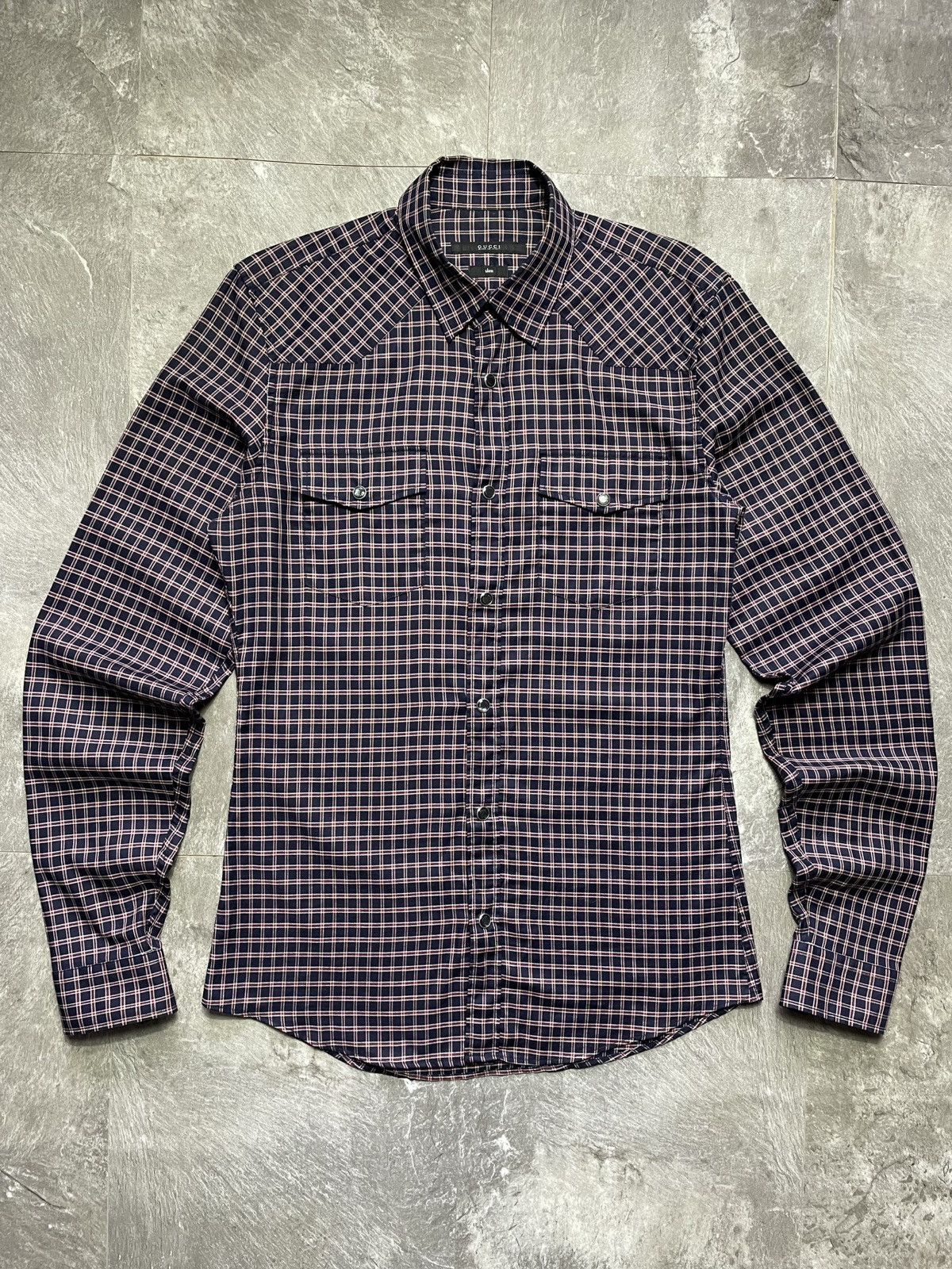Gucci GUCCI 2011 Plaid Western Slim Fit Shirt Made In Italy Size S Size US S / EU 44-46 / 1 - 1 Thumbnail