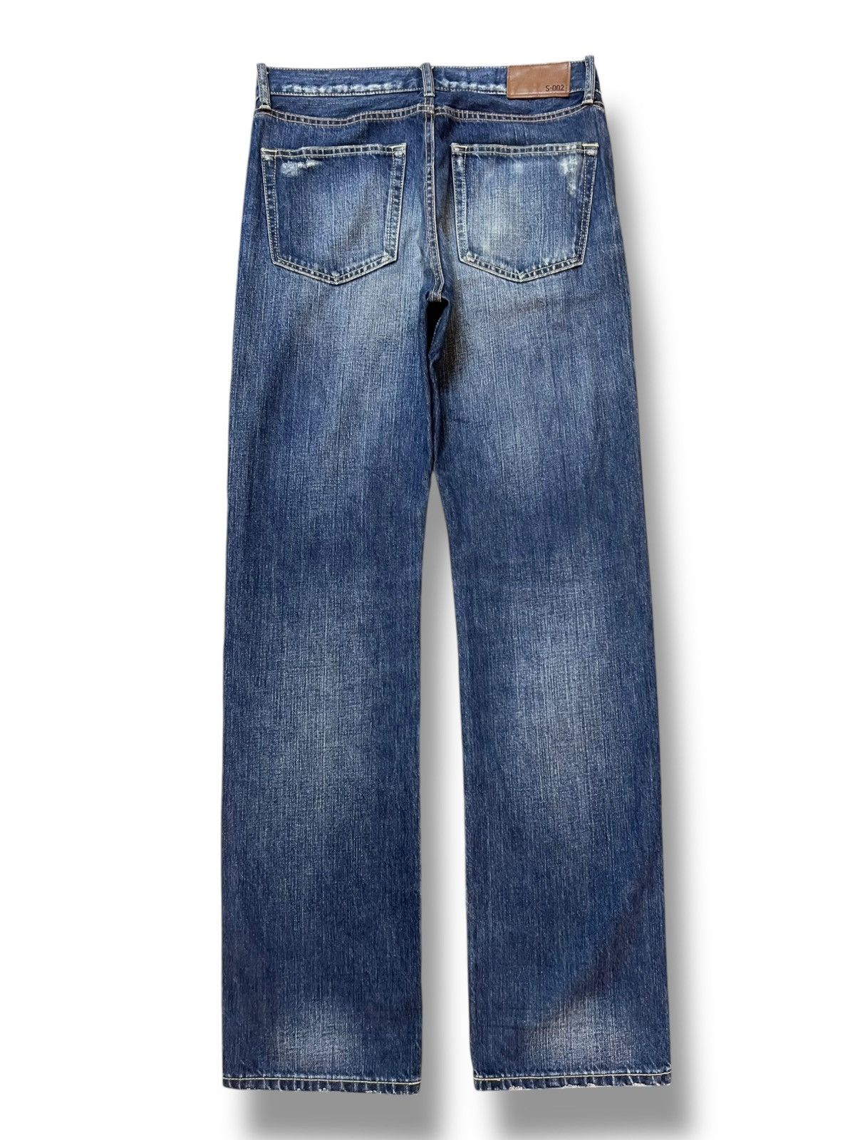 Uniqlo Uniqlo S-002 - Faded Blue Wash, Distressed Straight Jeans Size US 32 / EU 48 - 2 Thumbnail