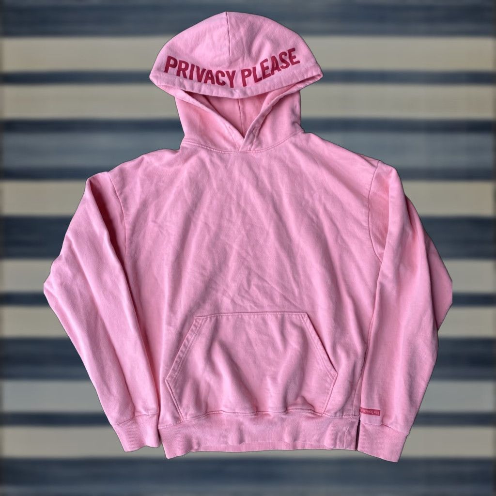 Vintage VINTAGE The Standard Label Privacy Please Pullover Hoodie Sweatshirt Pink M Size US M / EU 48-50 / 2 - 1 Thumbnail