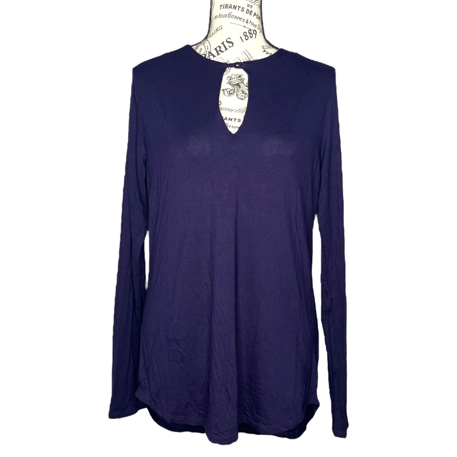 Other Knit Top Purple Long Sleeve Rounded Hem Keyhole Front Back Size M / US 6-8 / IT 42-44 - 1 Thumbnail