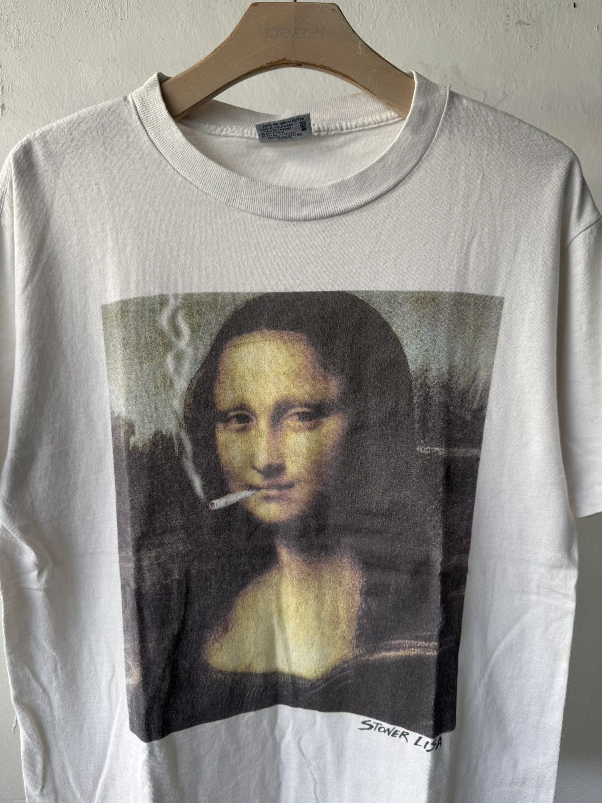 Vintage 90s Stoner Lisa Pop Culture Monalisa Potrait Smoker Shirt Size US L / EU 52-54 / 3 - 2 Thumbnail