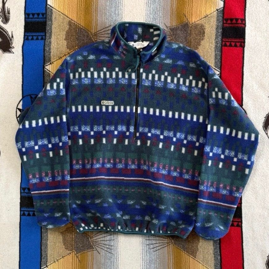 Vintage VINTAGE Columbia Jacket Mens L Geometric Fleece Pullover 1/2 Zip Green US 90s Outdoor Winter Fall Spring Size US L / EU 52-54 / 3 - 2 Thumbnail