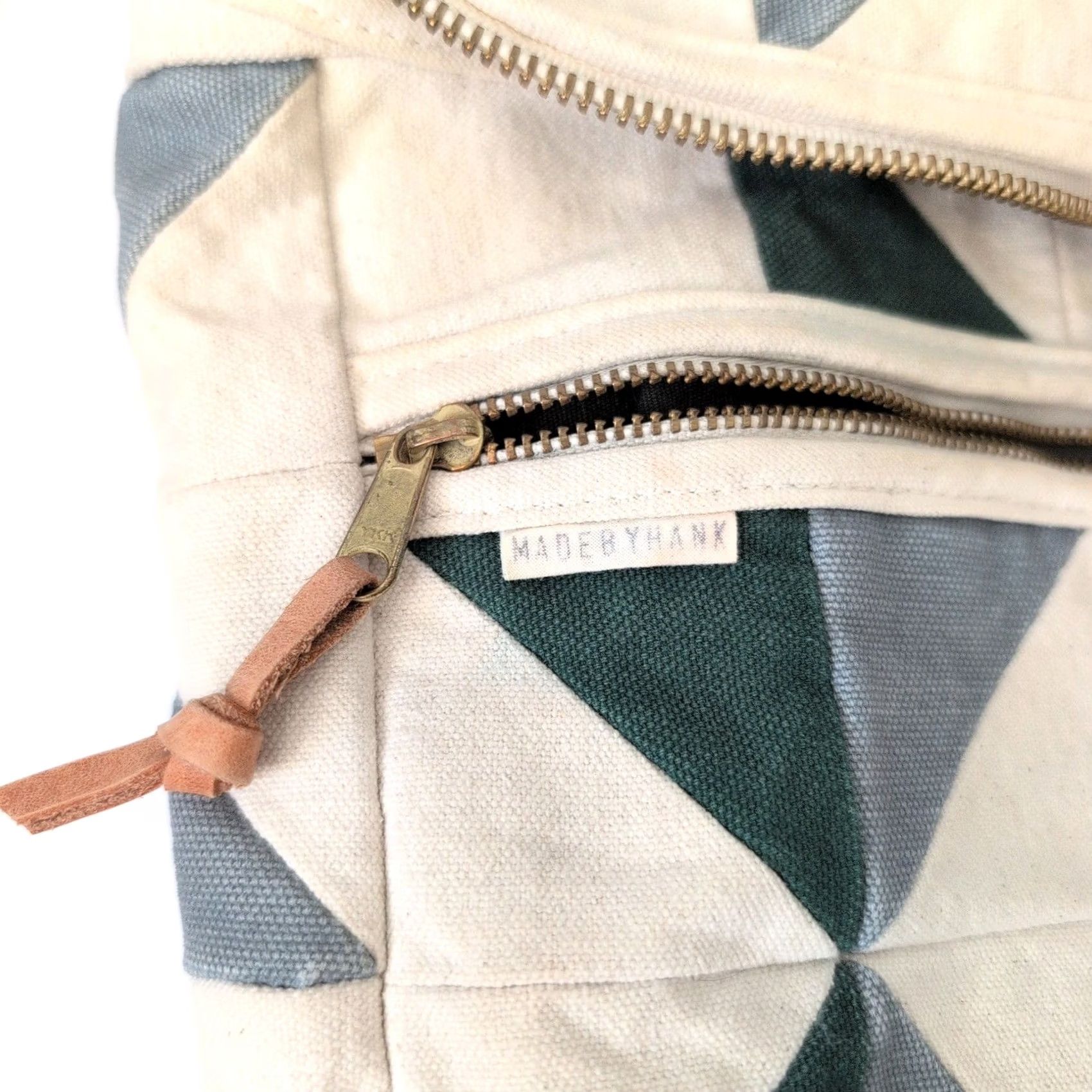 Madebyhank Backpack Small Green Blue Cream Canvas Quilted 
