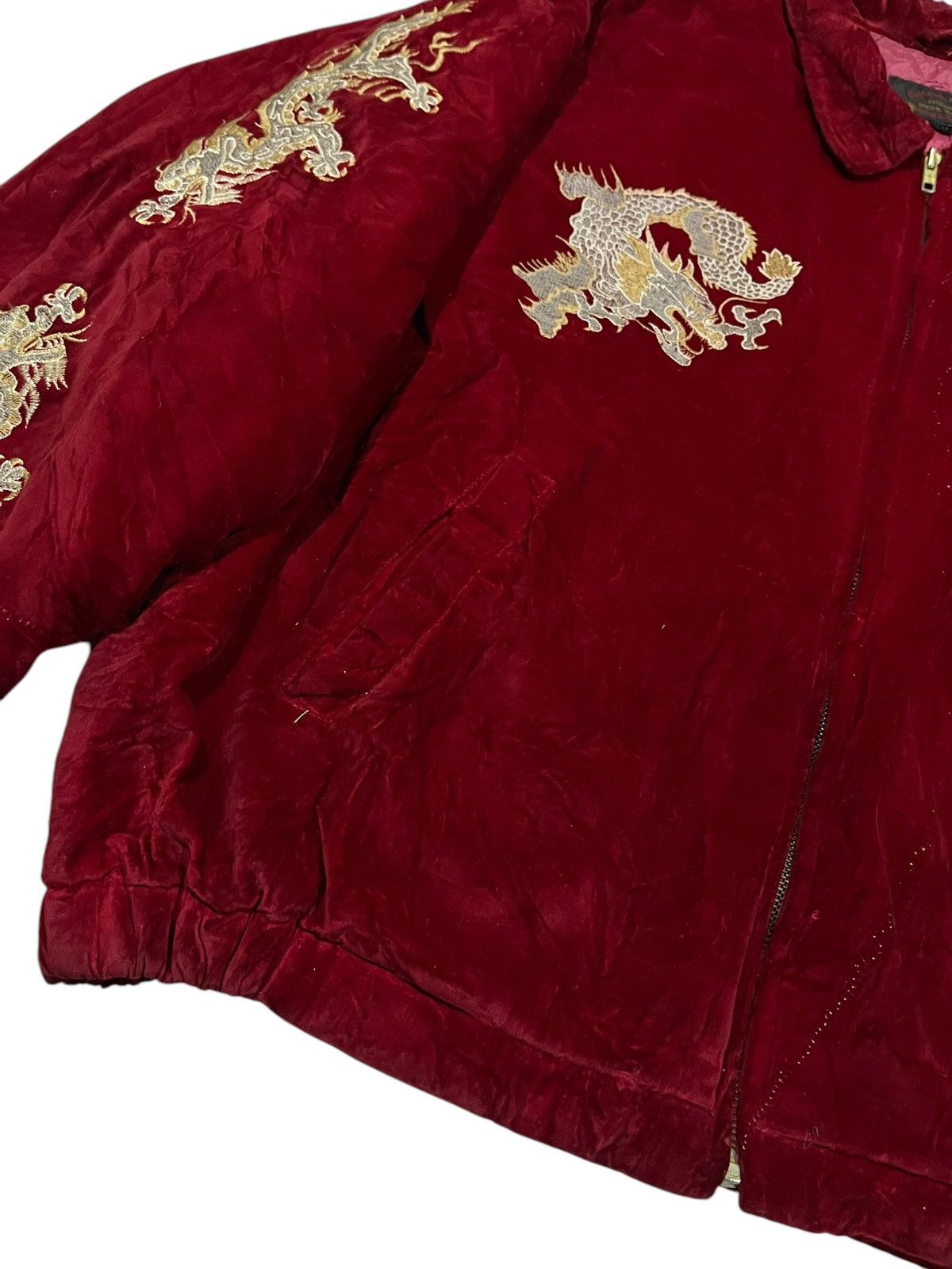 Japanese Brand 🇯🇵 VINTAGE DRAGON TOUR SUKAJAN JAPAN RED VELVET BOMBER JACKET Size US L / EU 52-54 / 3 - 4 Thumbnail