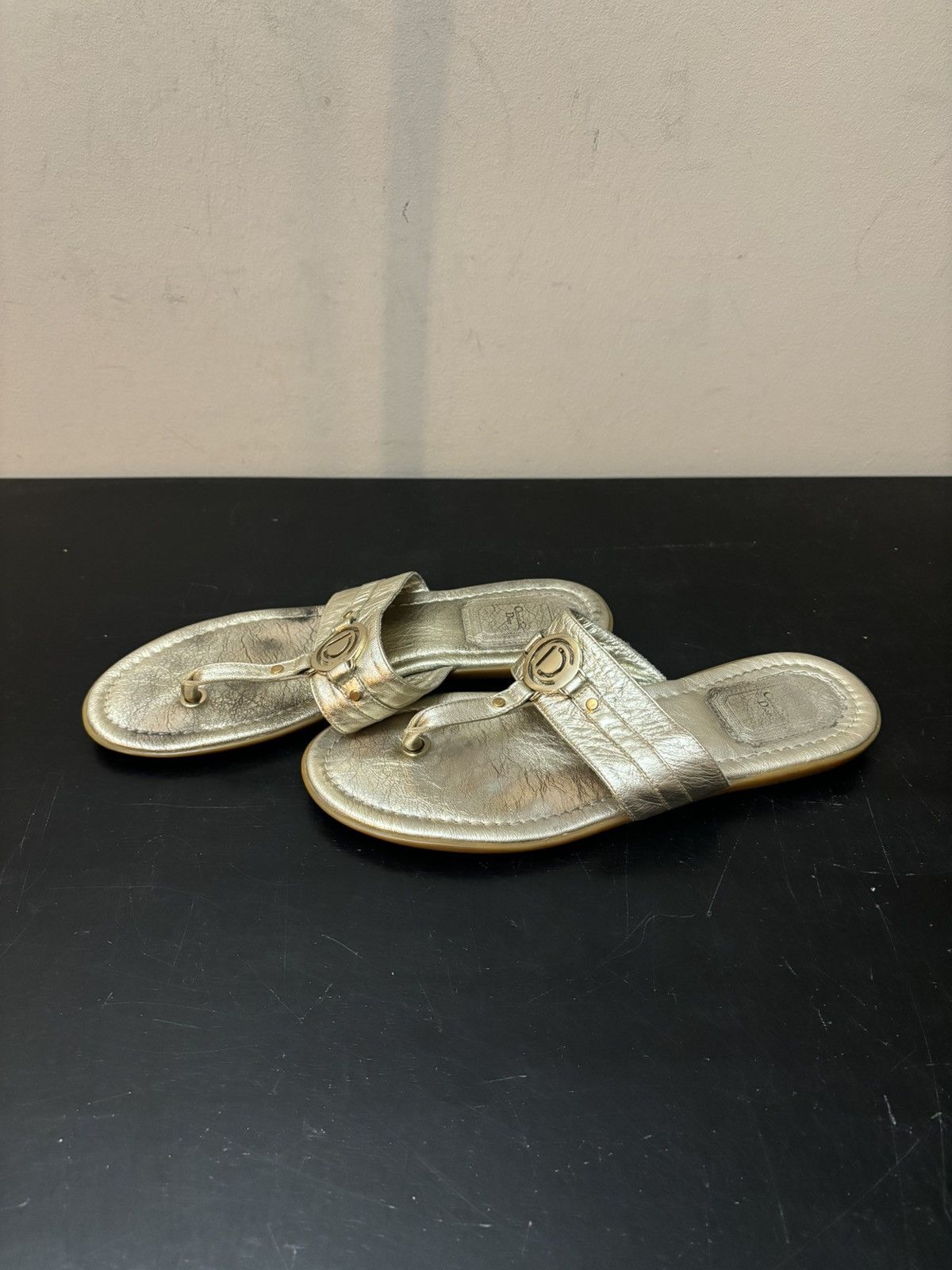 Dior Christian Dior CD Logo Strap Sandals Metallic Gold Size US 7 / IT 37 - 1 Thumbnail