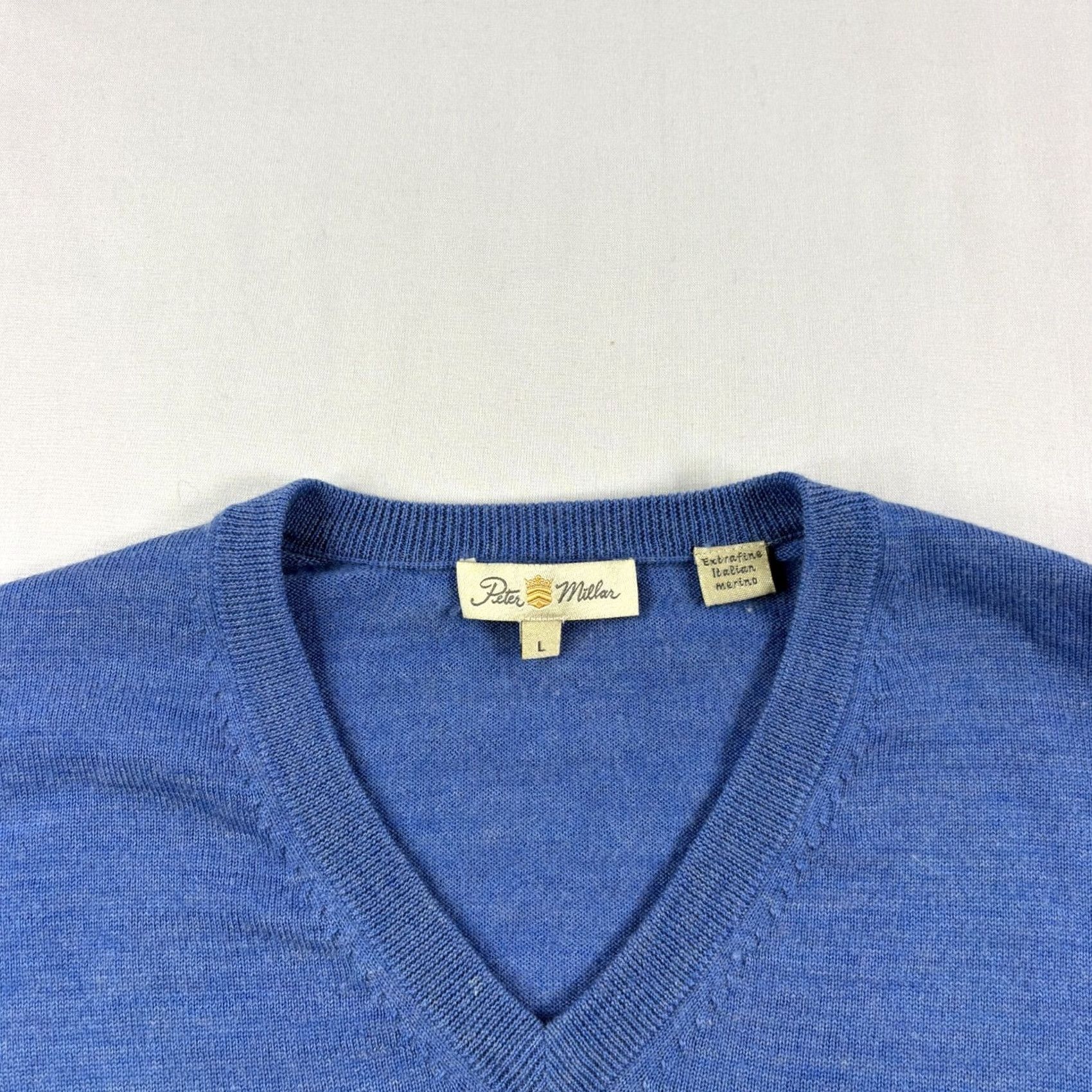 Peter Millar Peter Millar Wool Sweater Mens Large Blue V-Neck Golf Pullover Stretch Casual Size US L / EU 52-54 / 3 - 3 Thumbnail