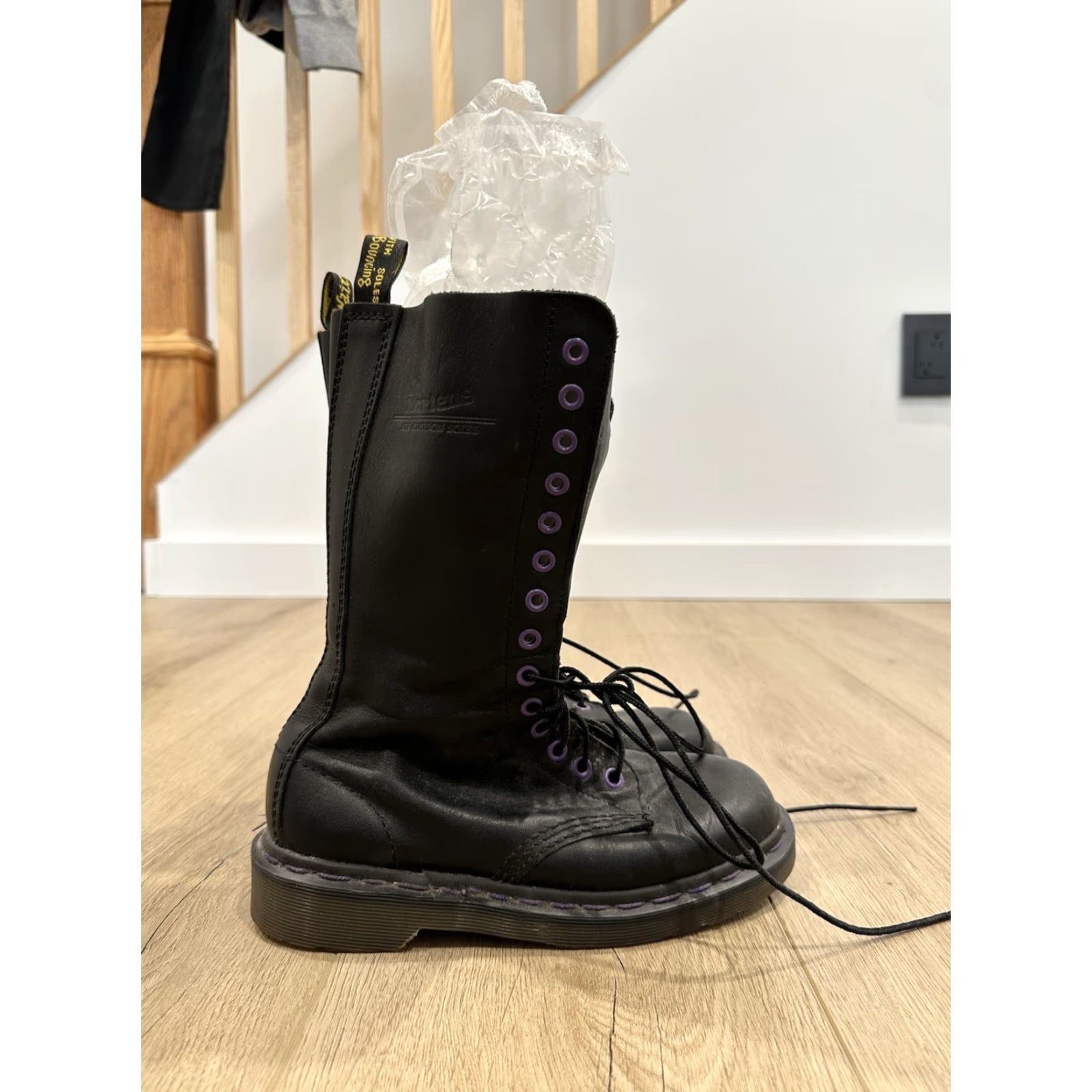 Dr. Martens Dr. Martens 14 Eye Boots Women Black Leather Combat UK 4 Mid-Calf Leather Lining Rubber Sole Size US 4 / IT 34 - 3 Thumbnail