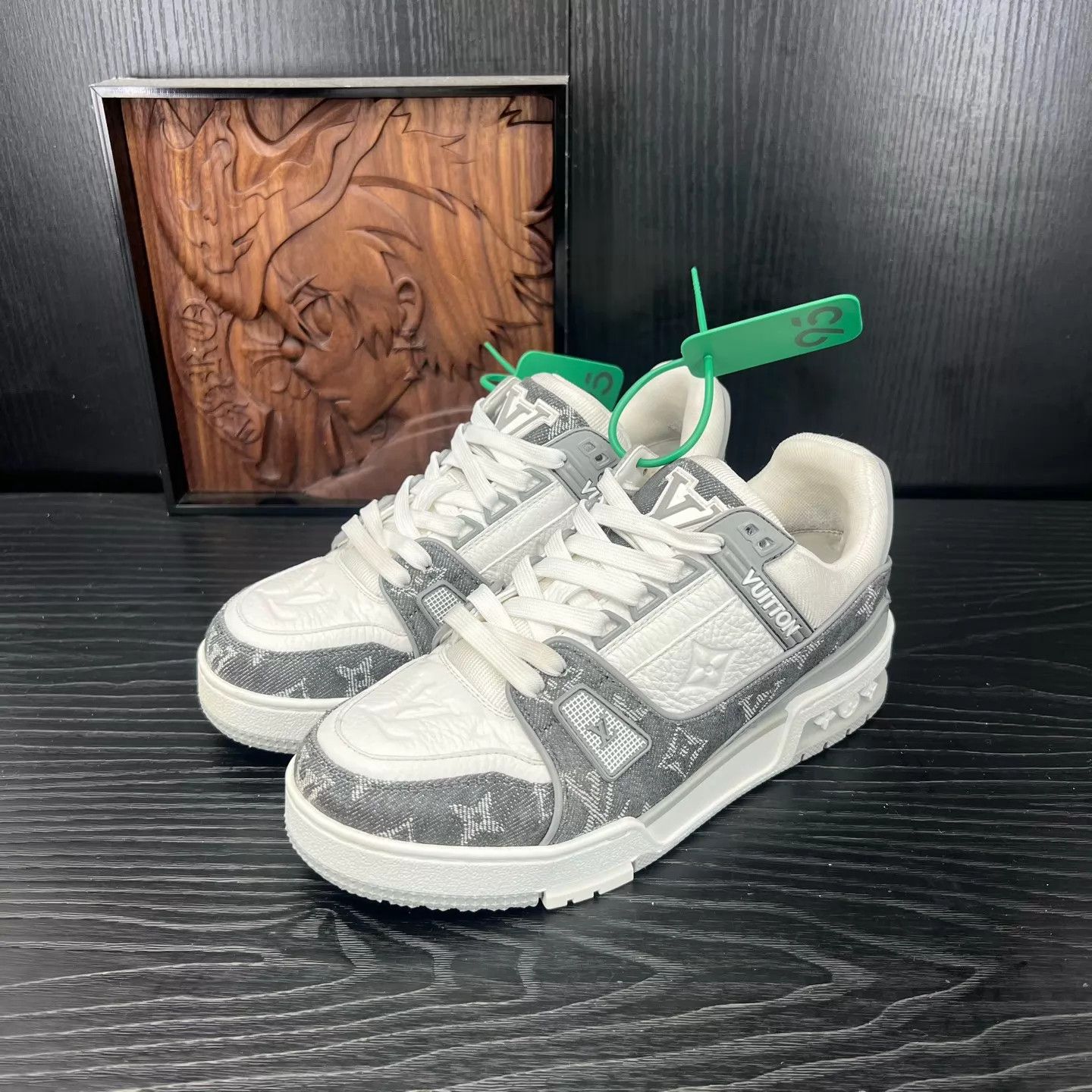 Louis Vuitton LV Trainer Gray White Denim 36 Size US 5.5 / IT 35.5 - 1 Thumbnail