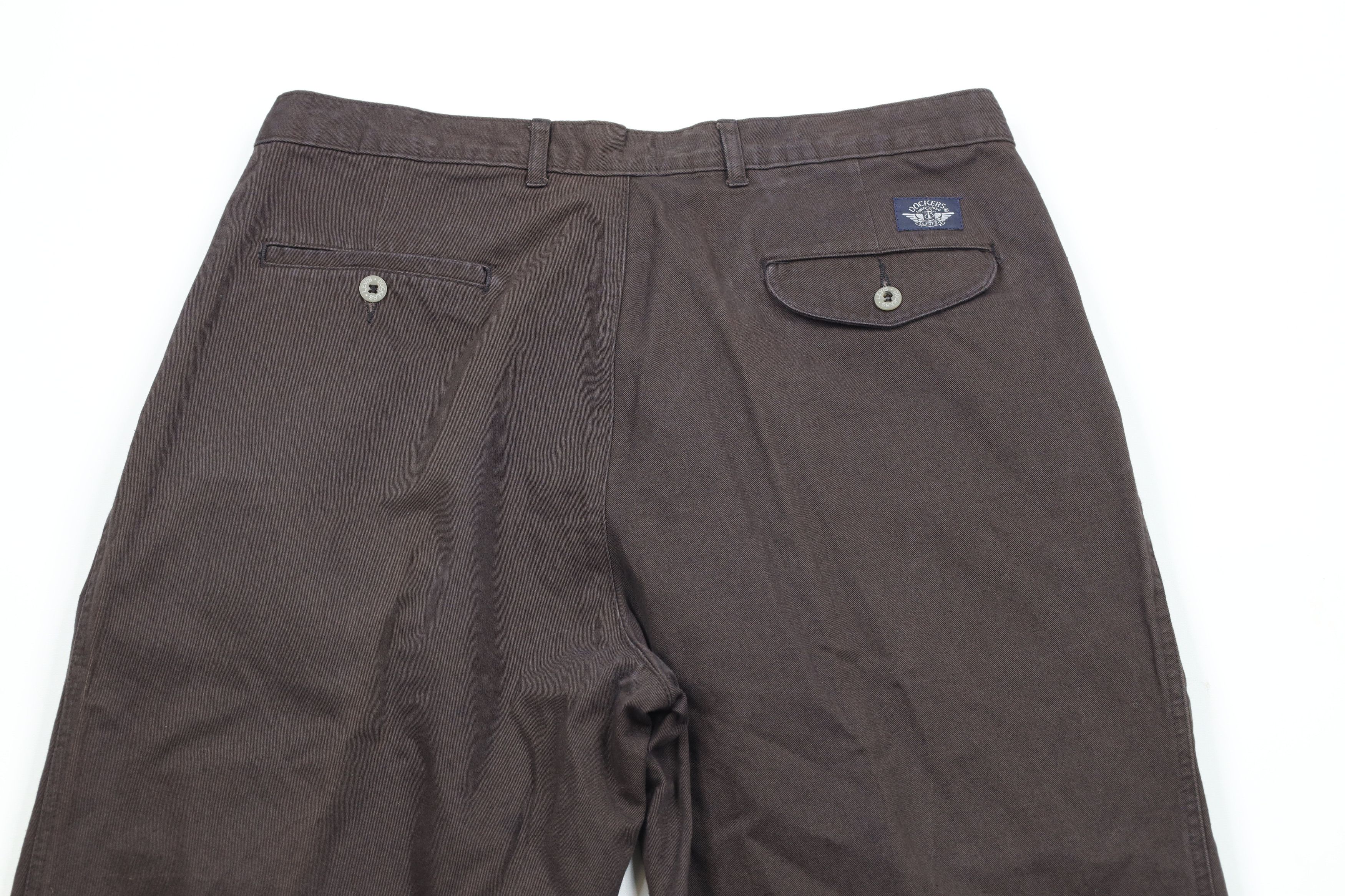 Vintage Vintage 90s Streetwear Pleated Wide Leg Chino Pants Brown Size US 36 / EU 52 - 11 Thumbnail