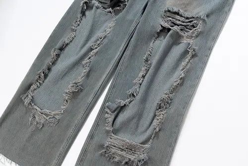 Designer × Japanese Brand × Vintage Vintage Blue Baggy Ripped Hole Jean Size US 33 - 4 Thumbnail