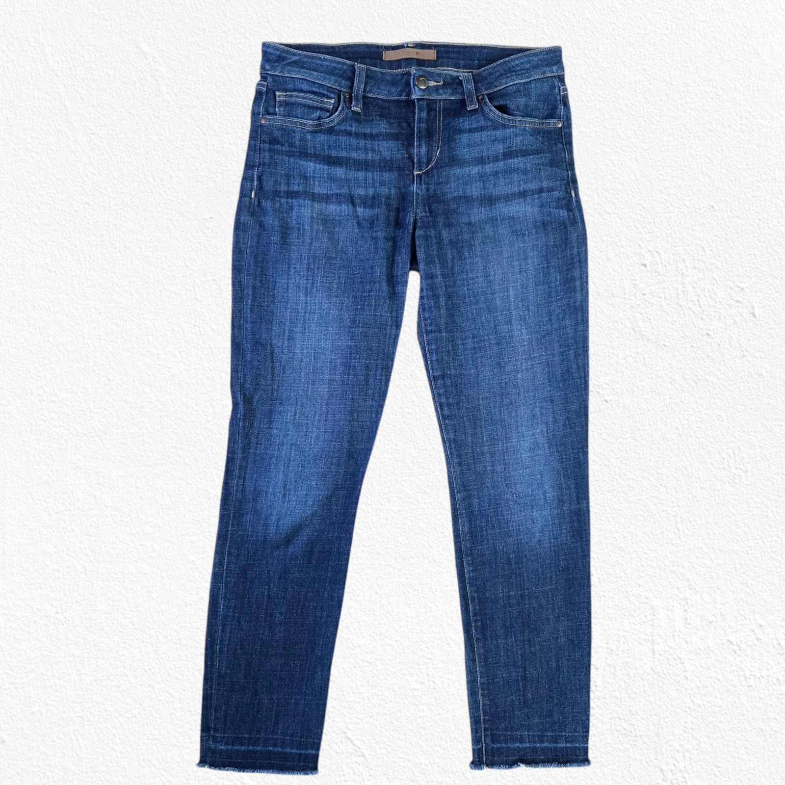 Other Dark Wash Raw Hem Crop Straight Ankle Jeans Size 29 Size 29" - 3 Thumbnail