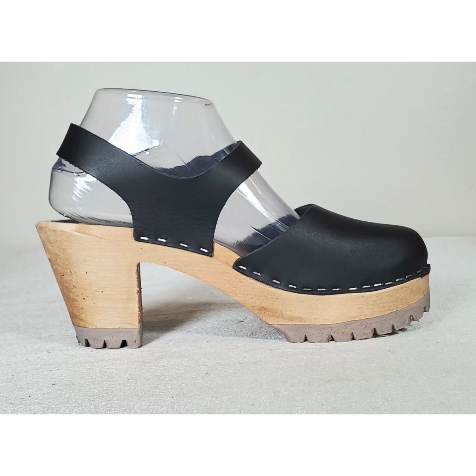 Vintage VINTAGE MIA ABBA Clogs Black Leather 3" Block Heel Sandals Ankle Strap Women's US 8.5 Size US 9 / IT 39 - 4 Thumbnail