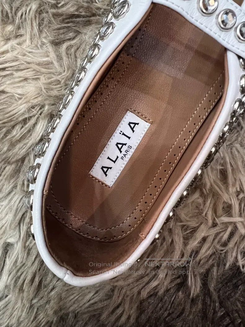 Alaia Alaia White Crystal Ballet Dance Flat Shoes Size US 5.5 / IT 35.5 - 5 Thumbnail