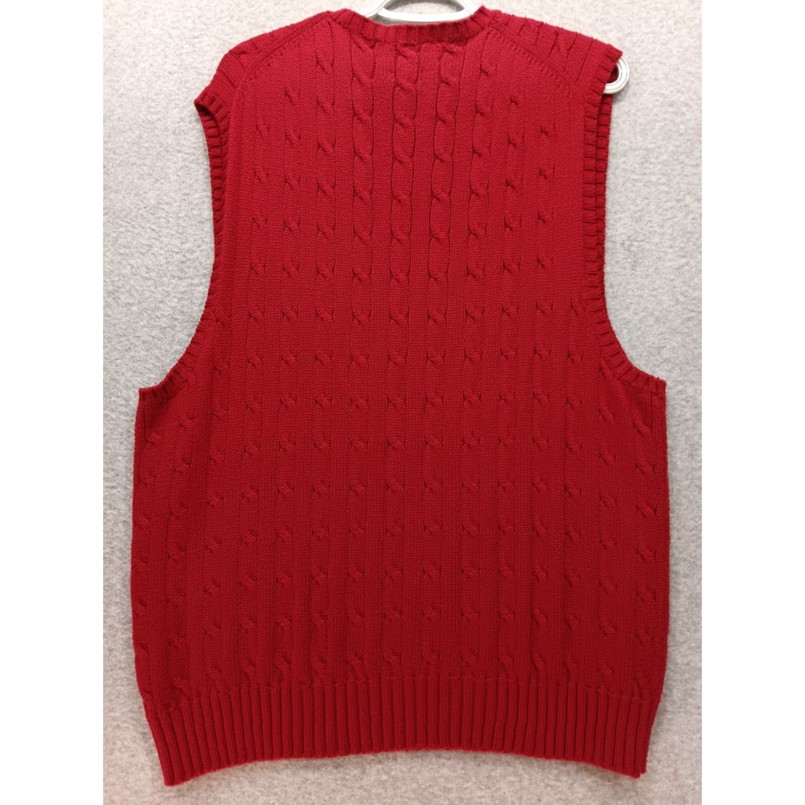 Polo Ralph Lauren VINTAGE Polo Ralph Lauren Vest Men's XL Red Cable Knit V Neck 100% Cotton Size US XL / EU 56 / 4 - 7 Thumbnail