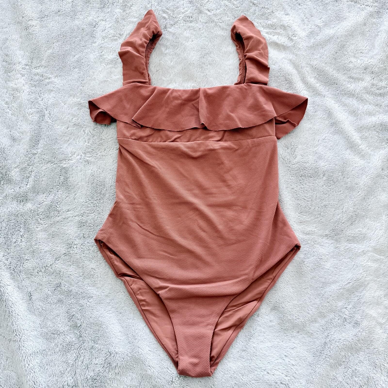 Other Ruffled Shoulder One-Piece Swimsuit Size ONE SIZE - 1 Thumbnail