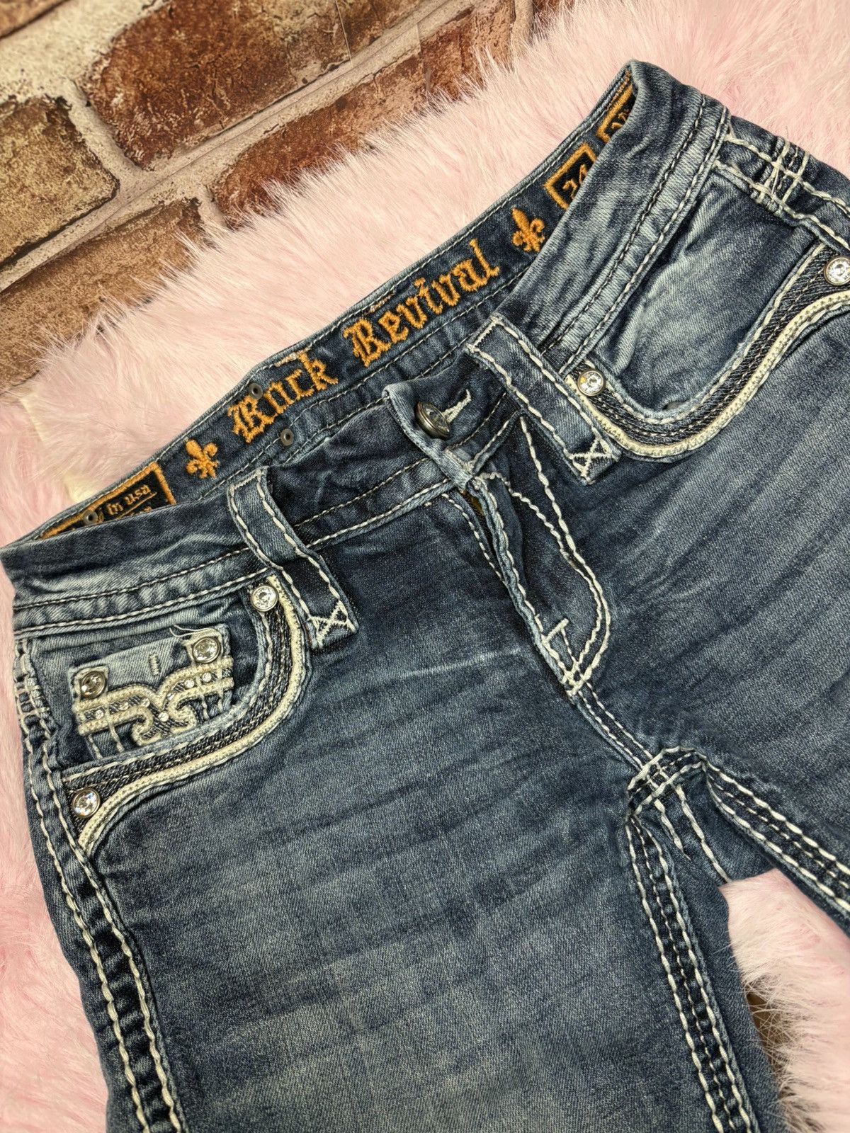 Rock Revival Rock Revival Victories Bootcut Jeans Rhinestone Fleur de Lis Size 24" / US 00 / IT 34 - 2 Thumbnail