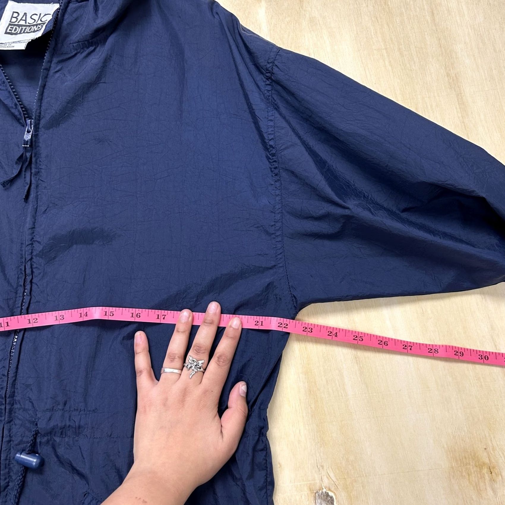 Basic Editions VINTAGE Basic Editions Jacket Mens M Blue Nylon Hooded Windbreaker Full Zip Size US M / EU 48-50 / 2 - 4 Thumbnail