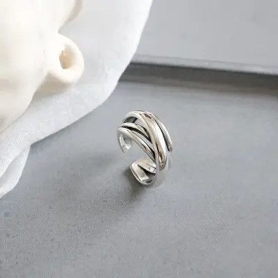 Jewelry × Vintage Exaggerated Personality 925 Sterling Silver Geometric Rings Size ONE SIZE - 2 Thumbnail