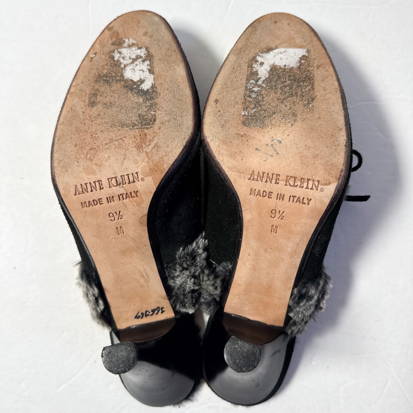 Anne Klein Vintage Anne Klein NY Black Suede Faux Fur Mule Heels Italy Size US 9.5 / IT 39.5 - 9 Thumbnail