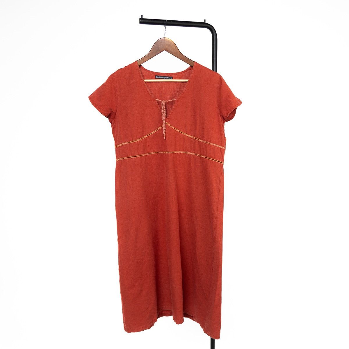Gudrun Sjoden Gudrun Sjoden Womens Linen Dress Red Mid Length Short Sleeve Size M / US 6-8 / IT 42-44 - 3 Thumbnail