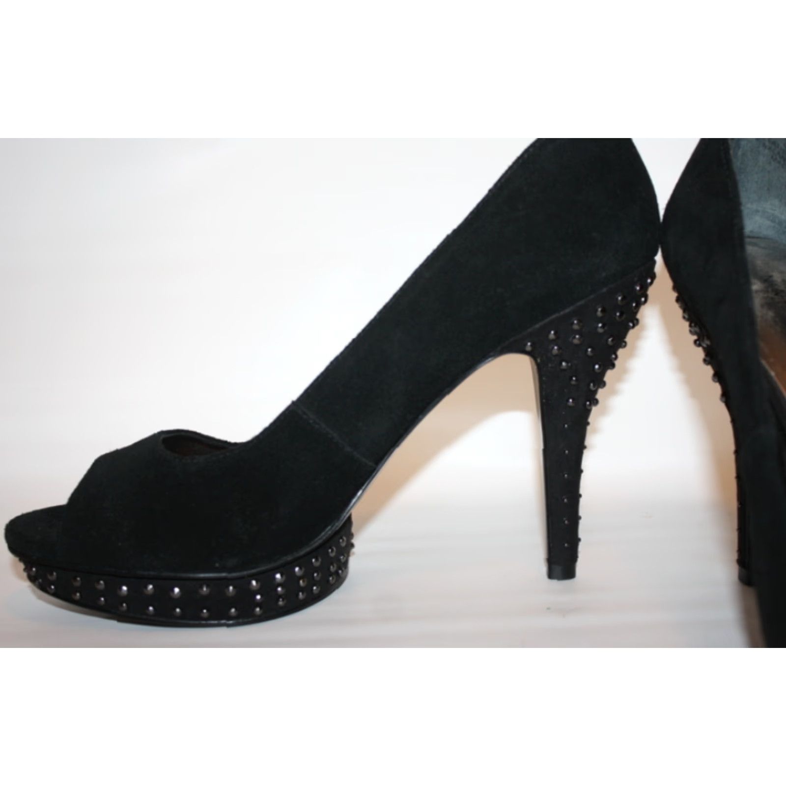Nine West Nine West Suede Black 4 inch Heel Size 10 Open Toe High Heel Womens Size US 10 / IT 40 - 5 Thumbnail