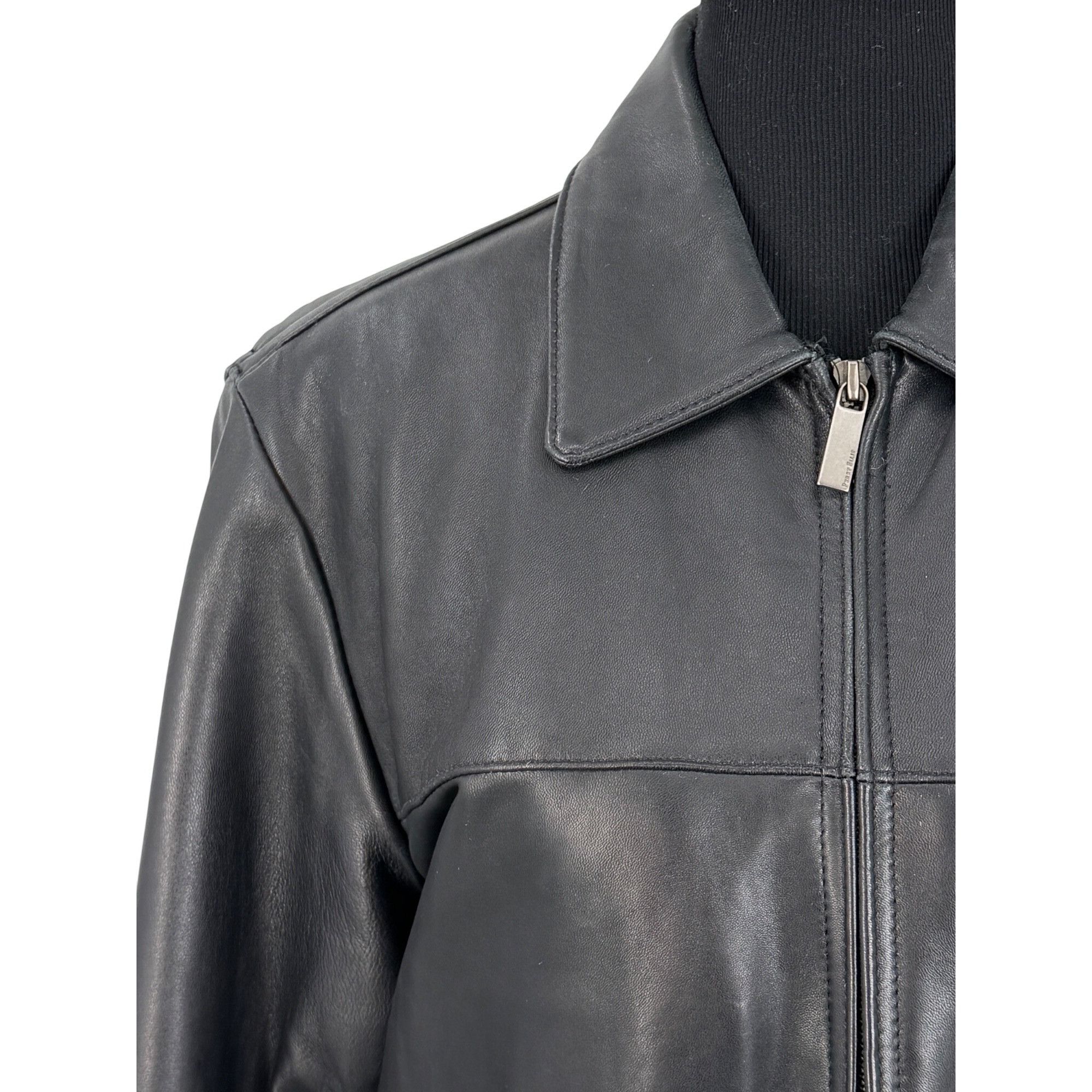 Perry Ellis VTG Perry Ellis Portfolio Mens Black Lambskin Leather Jacket Size US S / EU 44-46 / 1 - 4 Thumbnail
