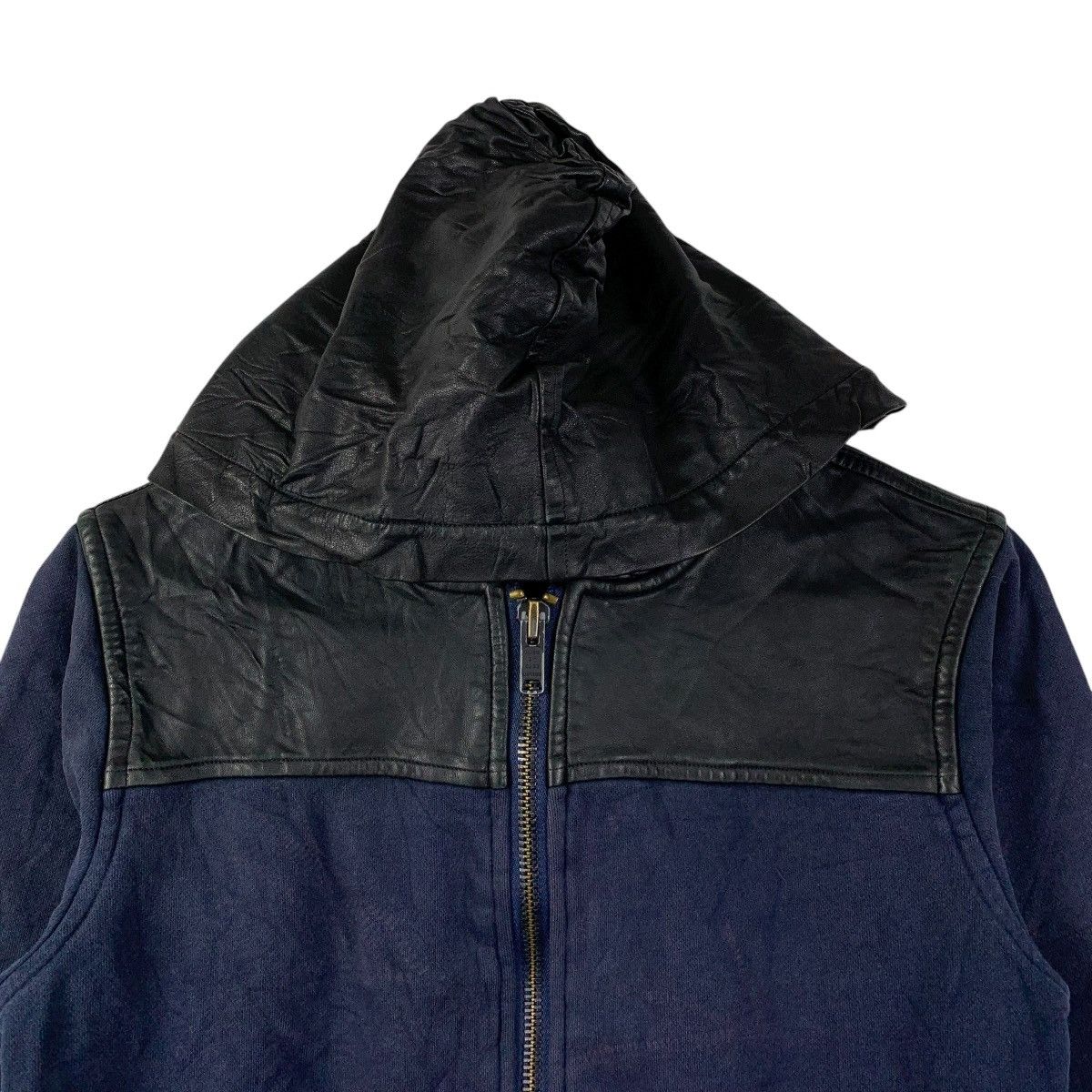 Marc by Marc Jacobs MARC by MARC JACOBS Leather Panel Zip Hoodie Navy Blue Size US S / EU 44-46 / 1 - 2 Thumbnail