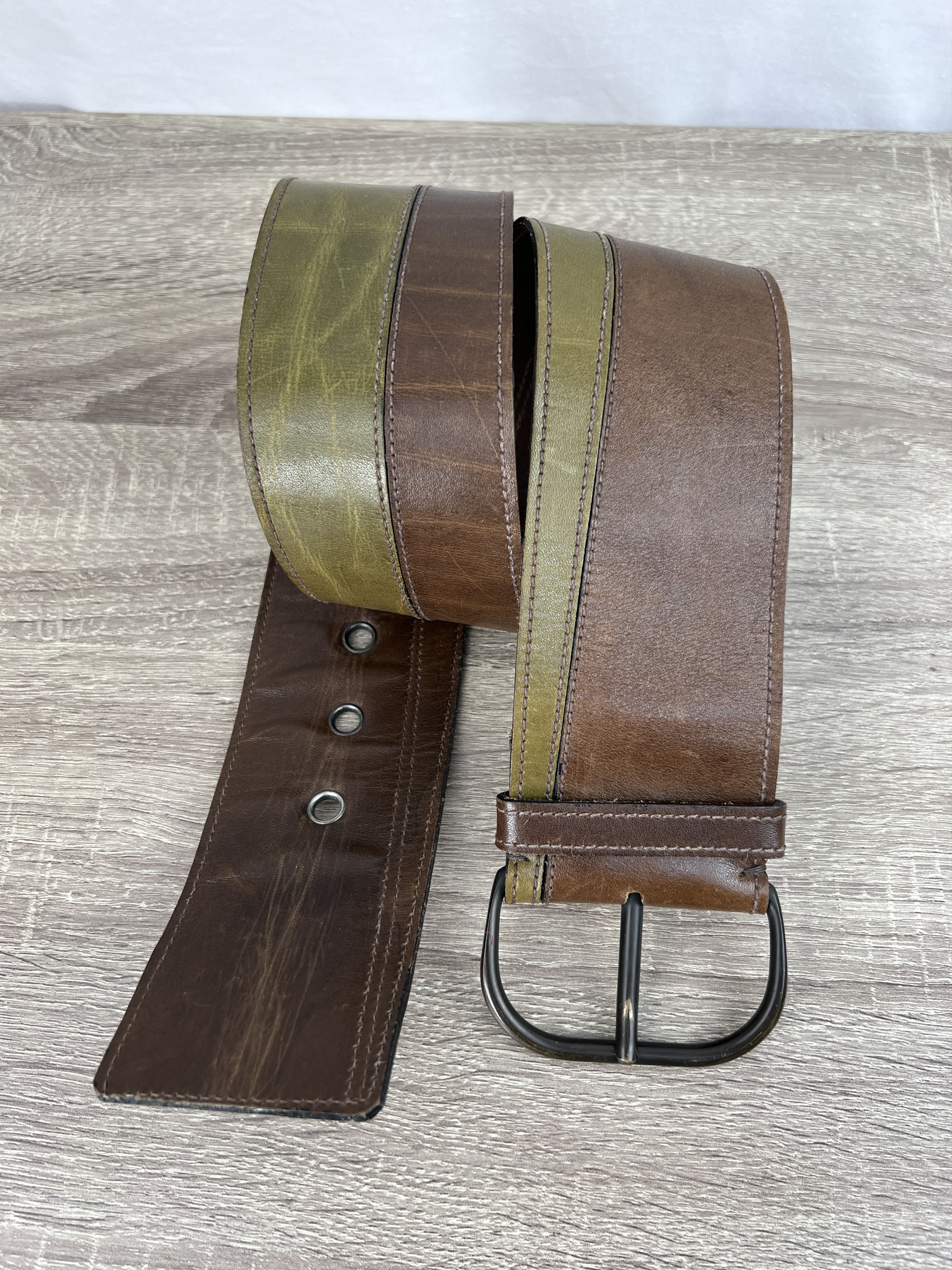 Saint Laurent Paris Saint Laurent Rive Gauche 2 Colored Wide Leather Waist Belt Size ONE SIZE - 3 Thumbnail