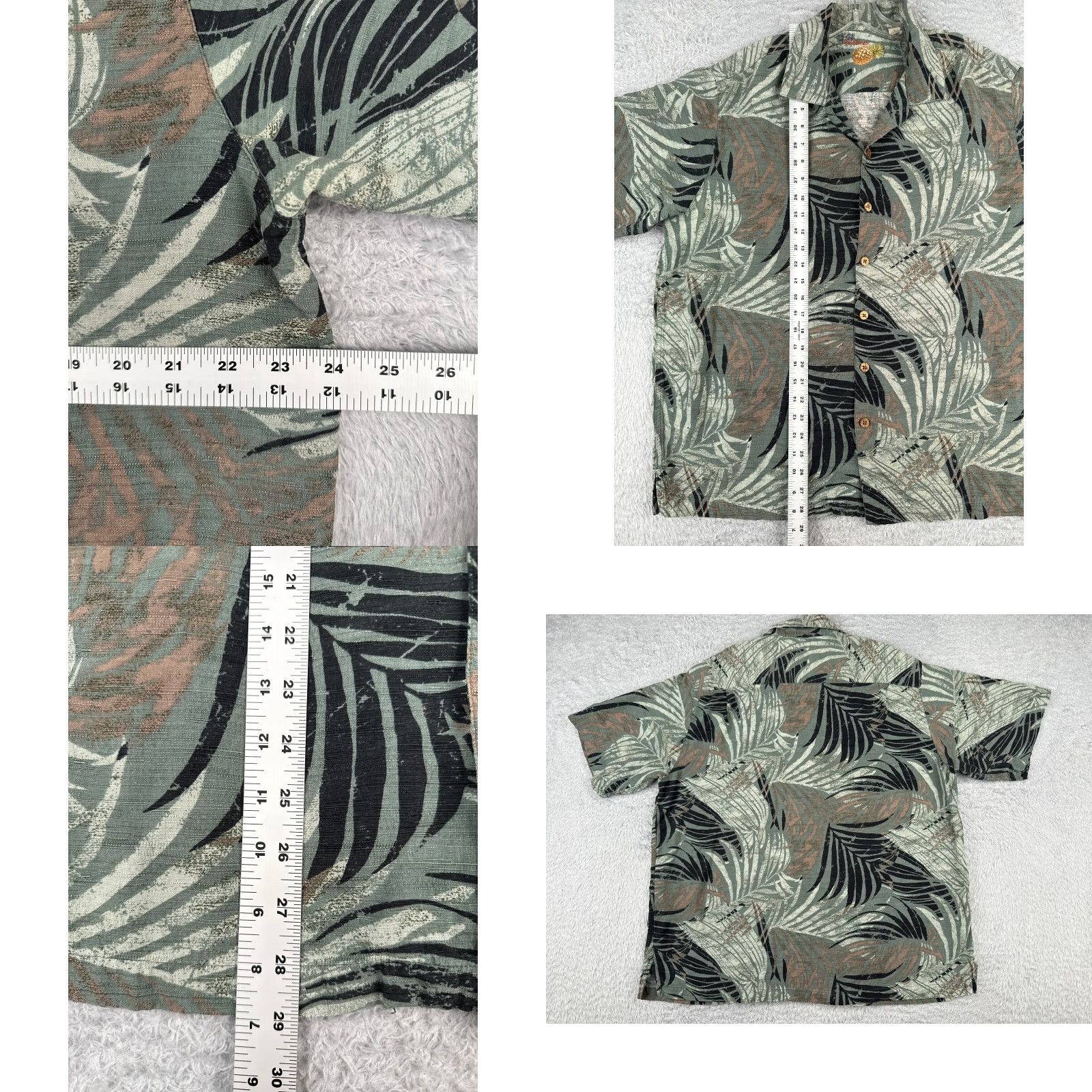 Vintage Caribbean Shirt Men Large Green Floral Palm Leaf Silk Rayon Hawaiian Button-Up Short Sleeve Size US L / EU 52-54 / 3 - 8 Thumbnail