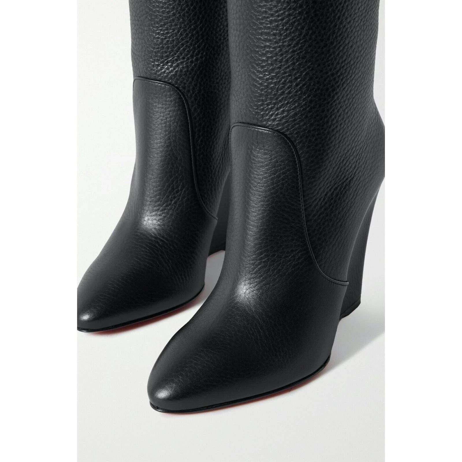 Christian Louboutin Christian Louboutin Civiliza Black Calf Leather Knee High Size US 7 / IT 37 - 6 Thumbnail