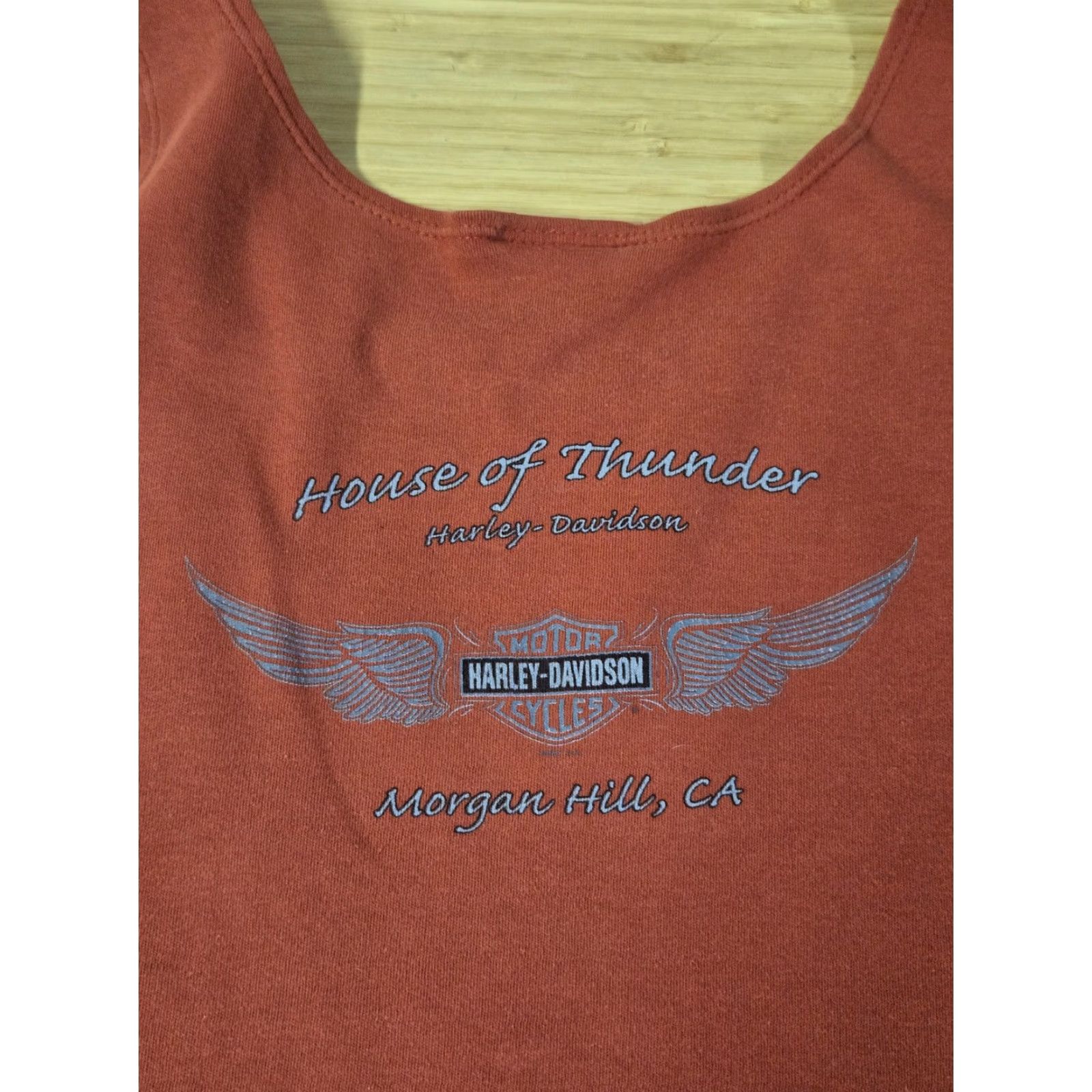 Harley Davidson VINTAGE Harley-Davidson Tank Top Womens Medium Red House of Thunder Morgan Hill CA 2007 Size M / US 6-8 / IT 42-44 - 5 Thumbnail