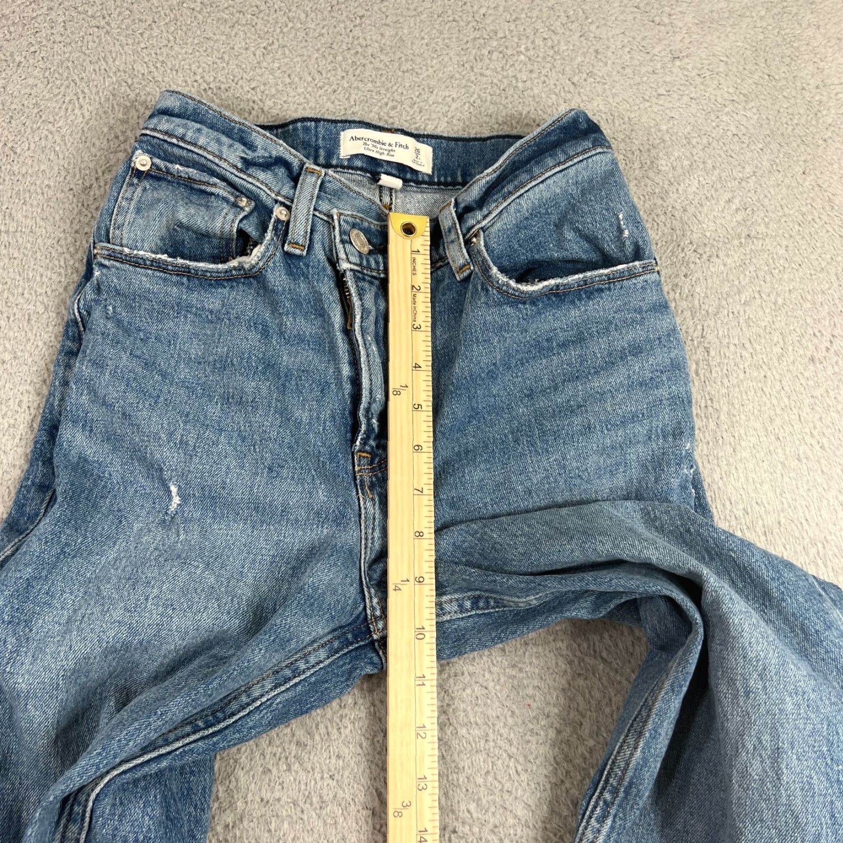Abercrombie & Fitch VINTAGE Abercrombie & Fitch Jeans Womens 26 Regular 90s Distressed Ultra High Rise Straight Blue Denim 90s Womens Size 26" / US 2 / IT 38 - 3 Thumbnail