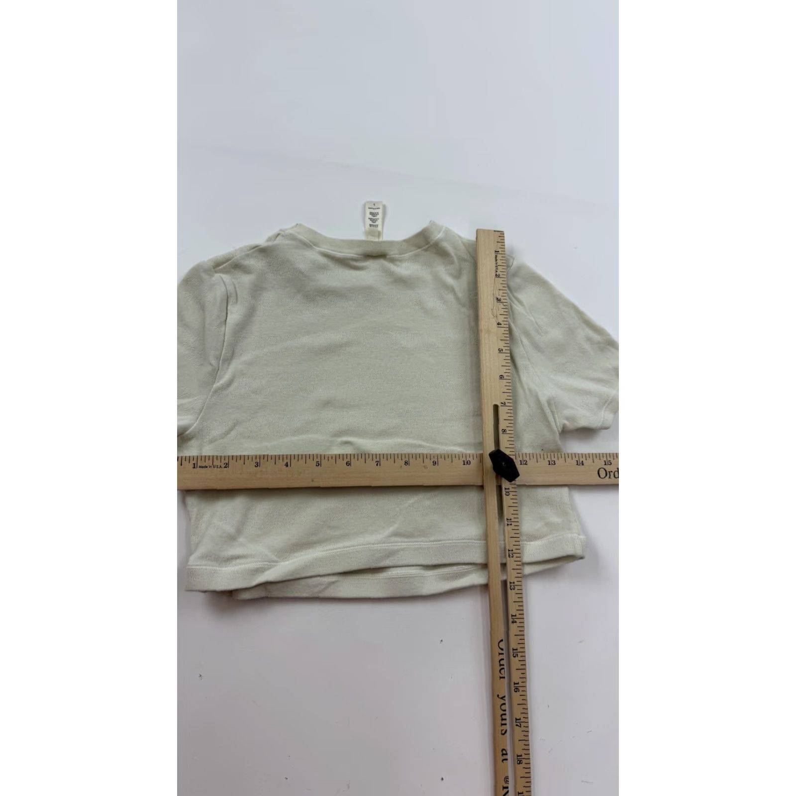 SKIMS Skims Shirt Womens L Cream Cropped Short Sleeve Crewneck Textured Stretch Size L / US 10 / IT 46 - 6 Thumbnail