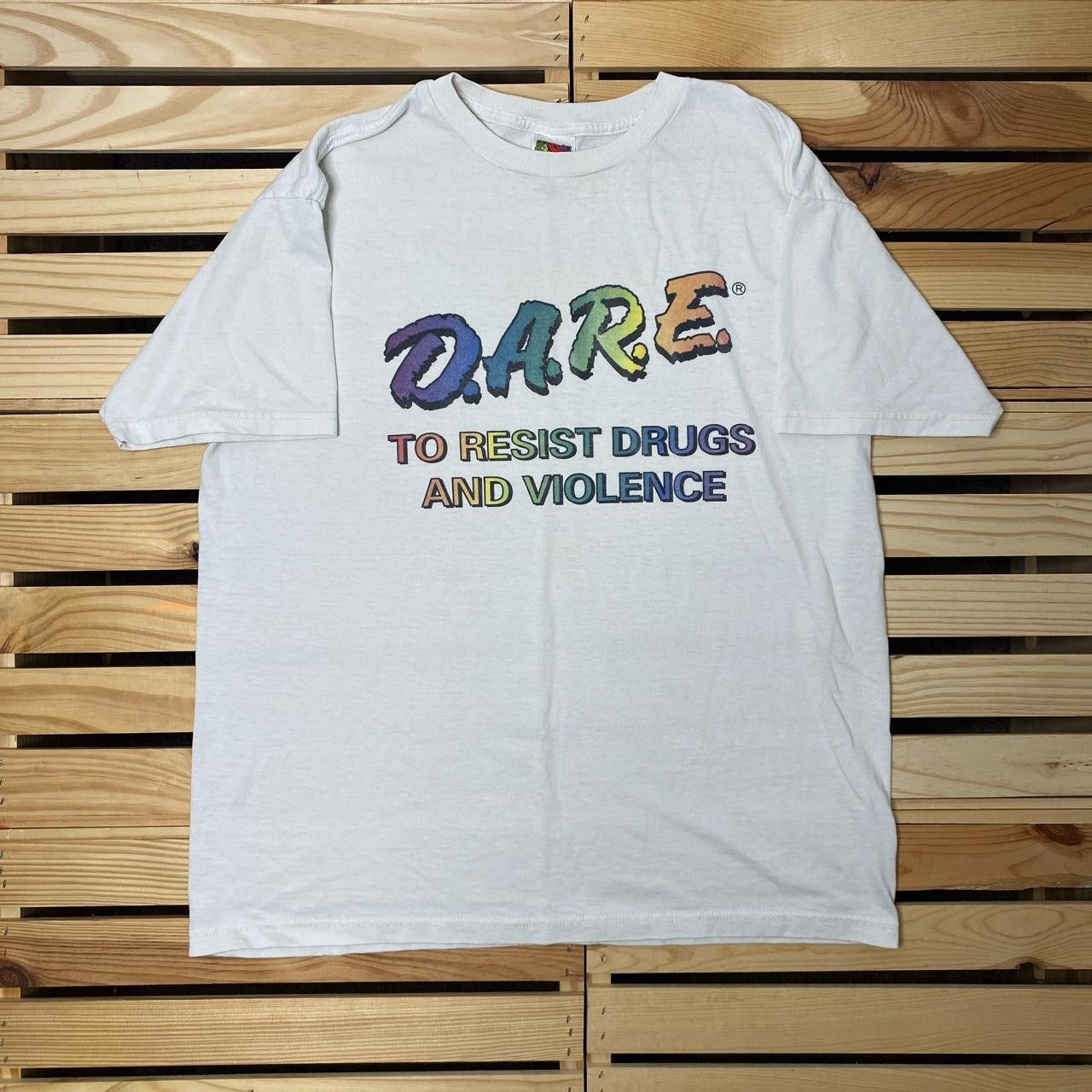Fruit Of The Loom Vintage D.A.R.E. White Drug Resistance Tee Size Large Size US L / EU 52-54 / 3 - 1 Thumbnail