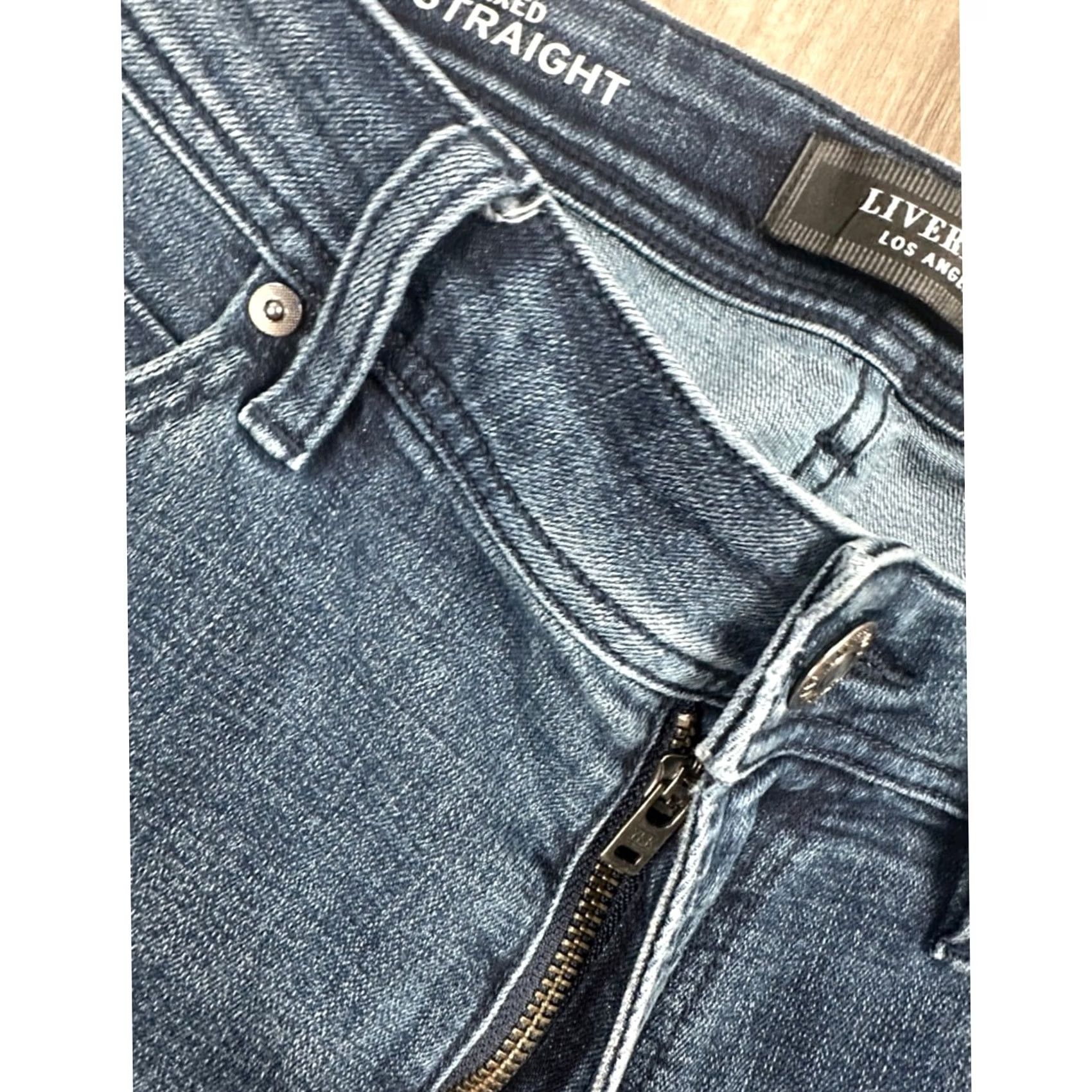 Vintage Liverpool Regent Relaxed Straight Jeans - Palo Alto Dark Blue, 33x32, Men, 78% Cotton, CoolMax, 1% Spandex, MS10004 Size US 33 - 6 Thumbnail