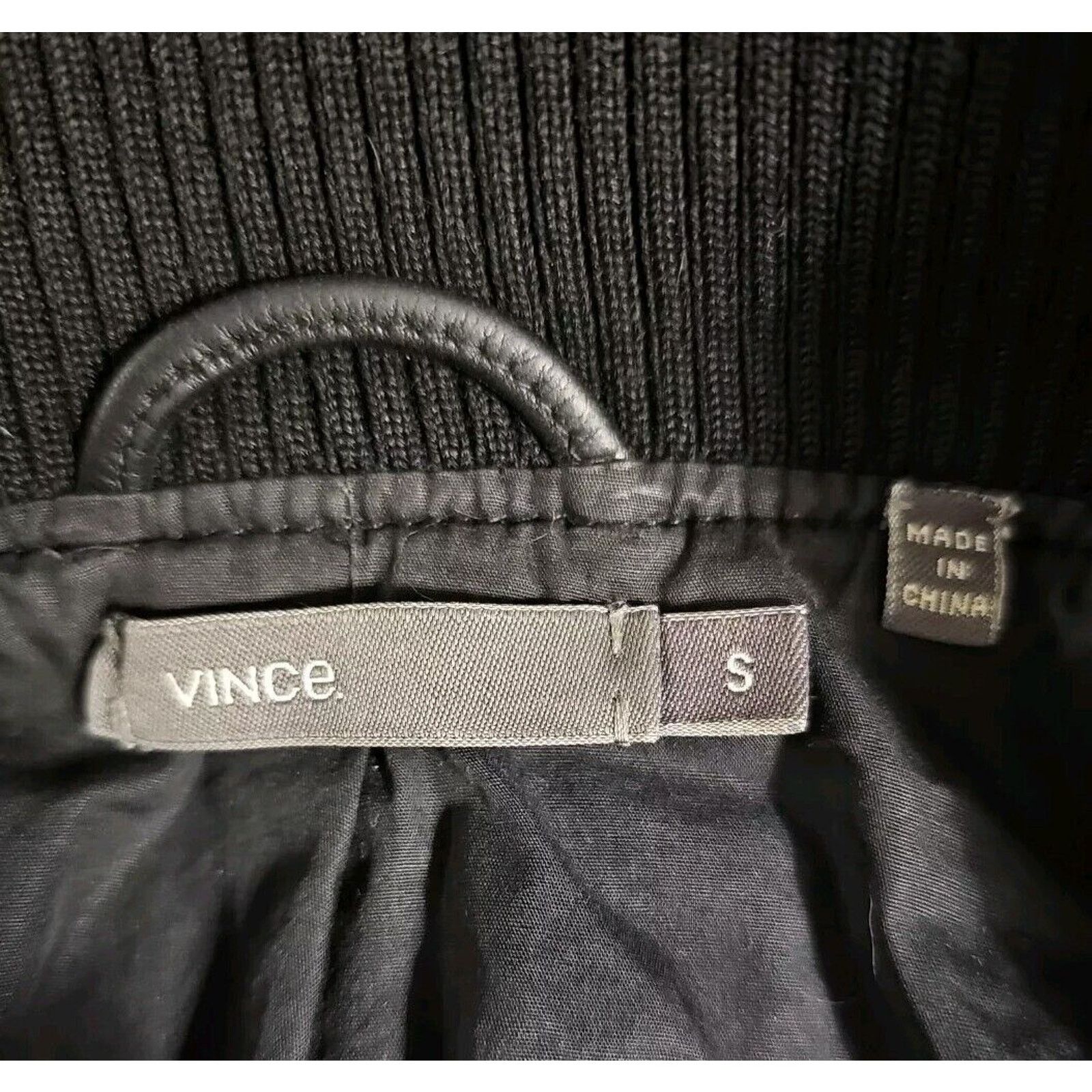 Vince Vince. Men’s City Varsity Leather Bomber Jacket Navy Black Size US S / EU 44-46 / 1 - 6 Thumbnail