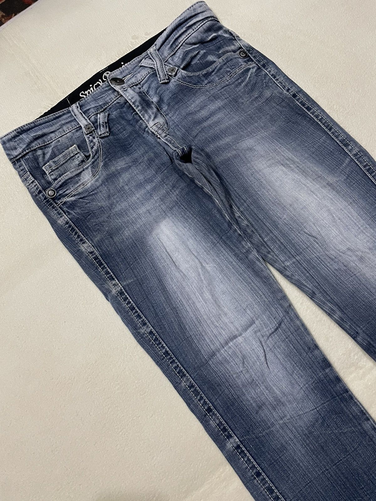 Japanese Brand Vintage Spicy Denim Skinny Faded Mudwash Denim Jeans Size US 33 - 6 Thumbnail