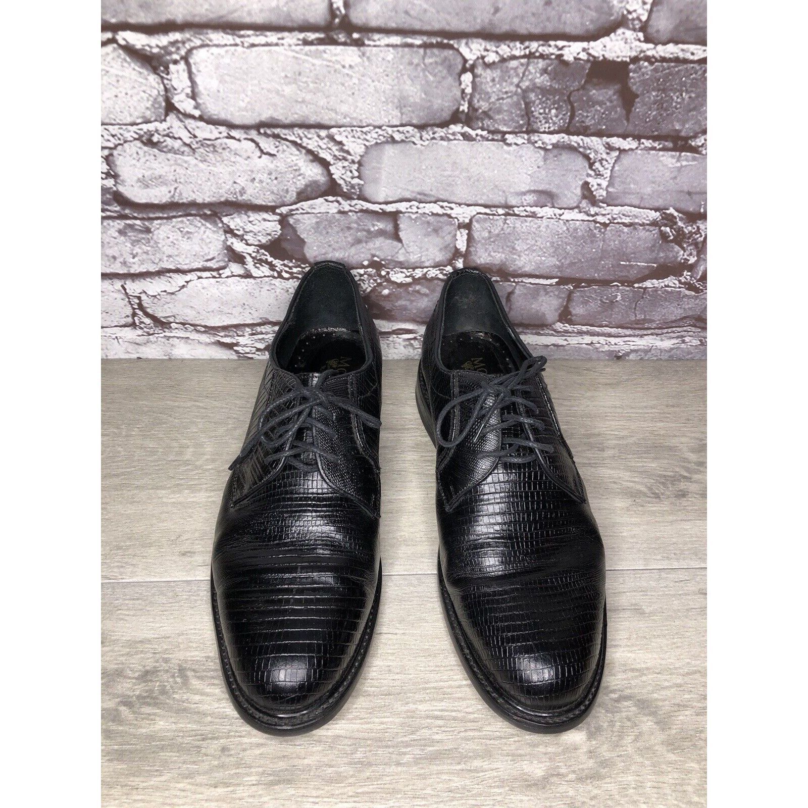 Other Monaco Goodyear Welt Black Leather Croc Oxfords Dress Shoes Size US 10.5 / EU 43-44 - 23 Thumbnail