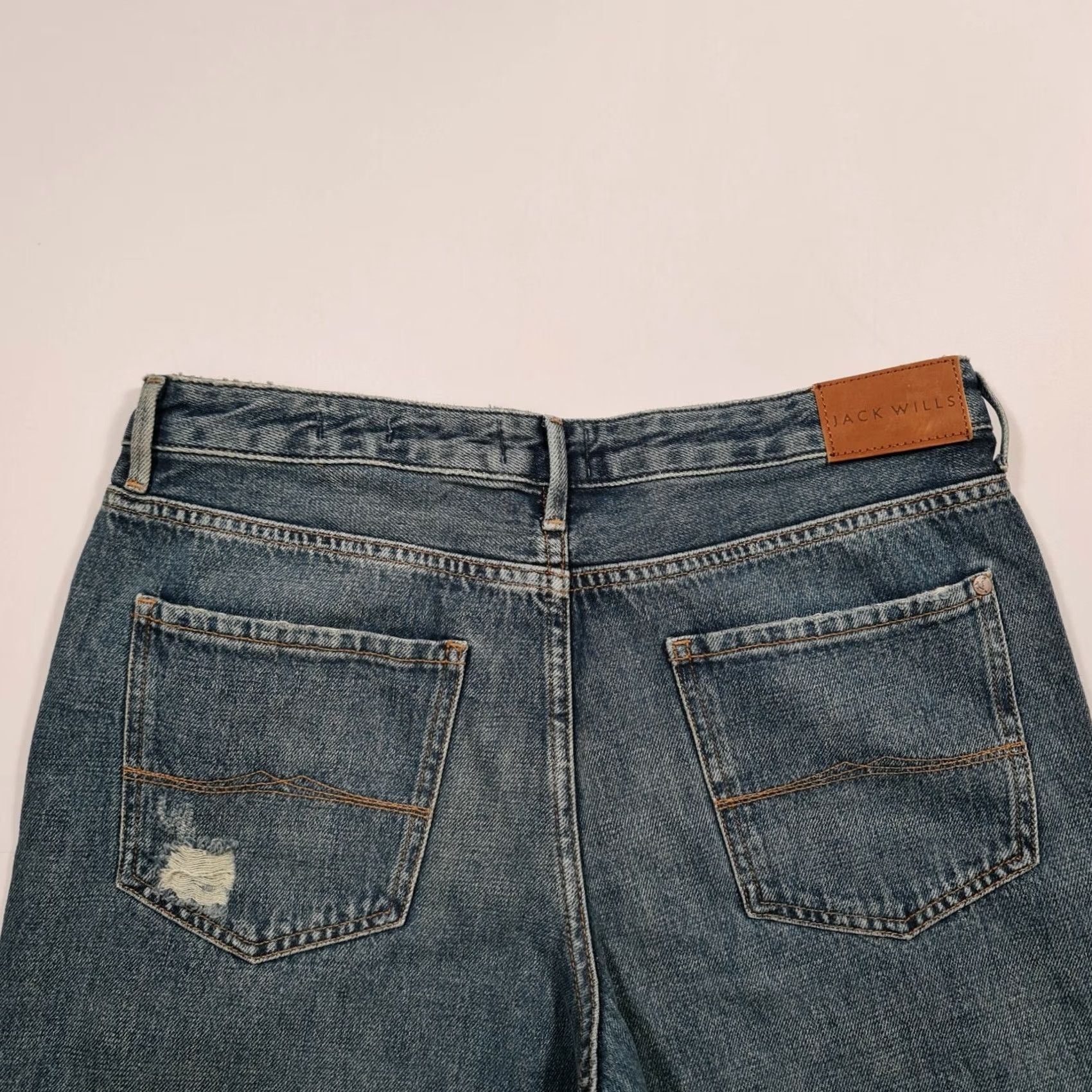 Jack Wills Jack Wills Jeans Blue W29 Girlfriend Tapered Denim Distressed 5-Pocket Womens Regular Large Size 29" - 7 Thumbnail