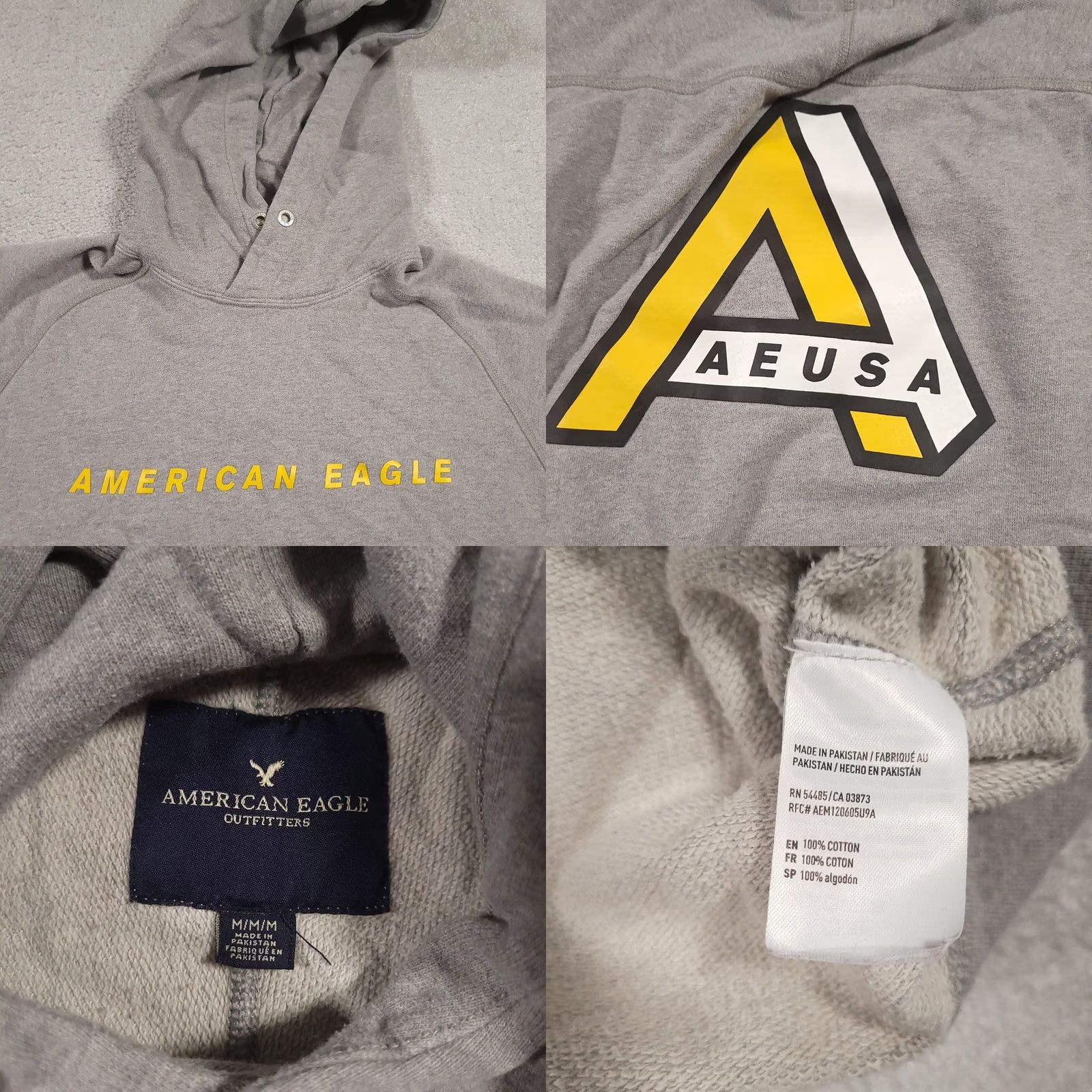 American Eagle Outfitters VINTAGE? No — American Eagle Hoodie Mens Medium Gray Long Sleeve Pullover Sweatshirt Size US M / EU 48-50 / 2 - 8 Thumbnail