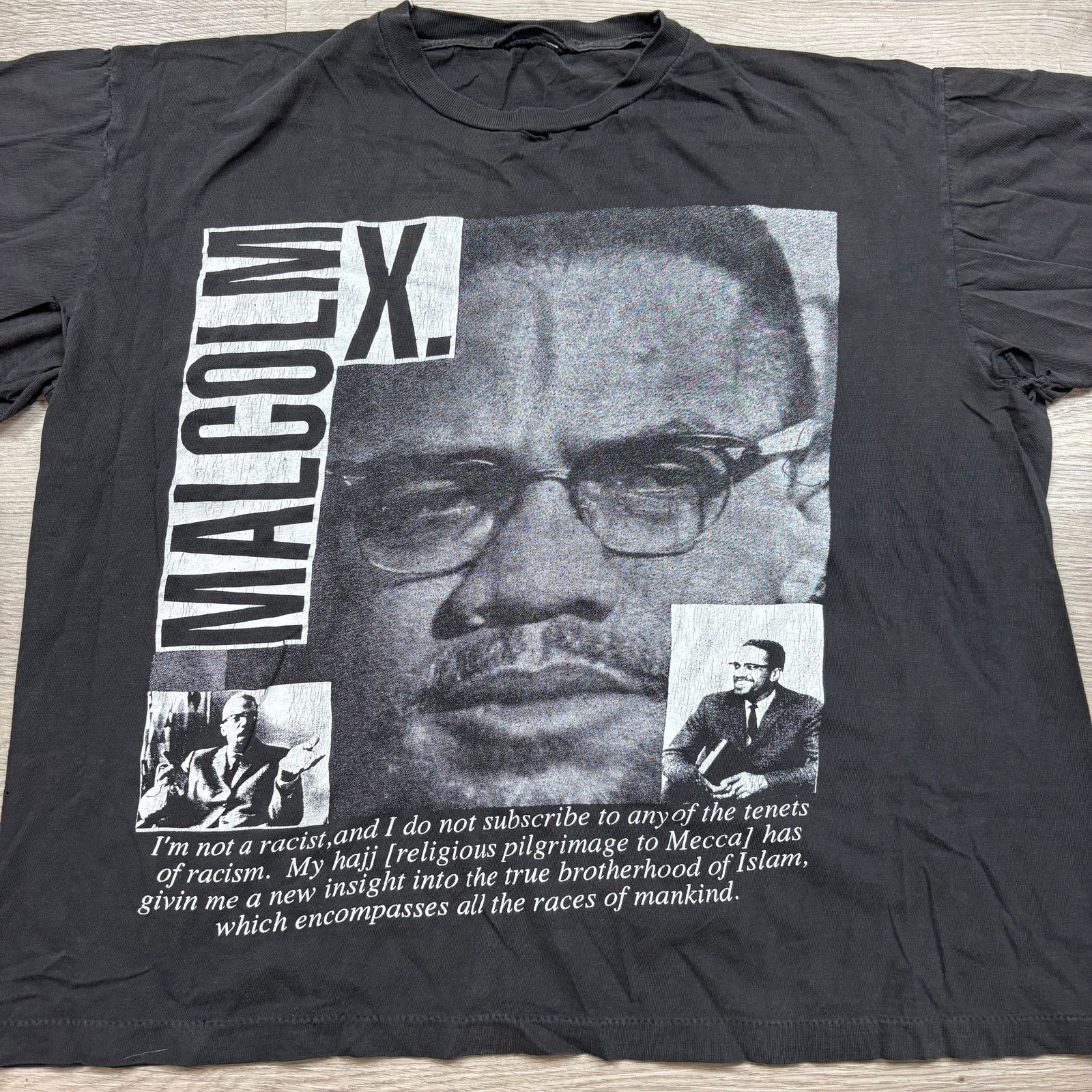 Vintage Vintage 90s Malcolm X Single Stitch Distressed Shirt Mens XL Size US XL / EU 56 / 4 - 2 Thumbnail